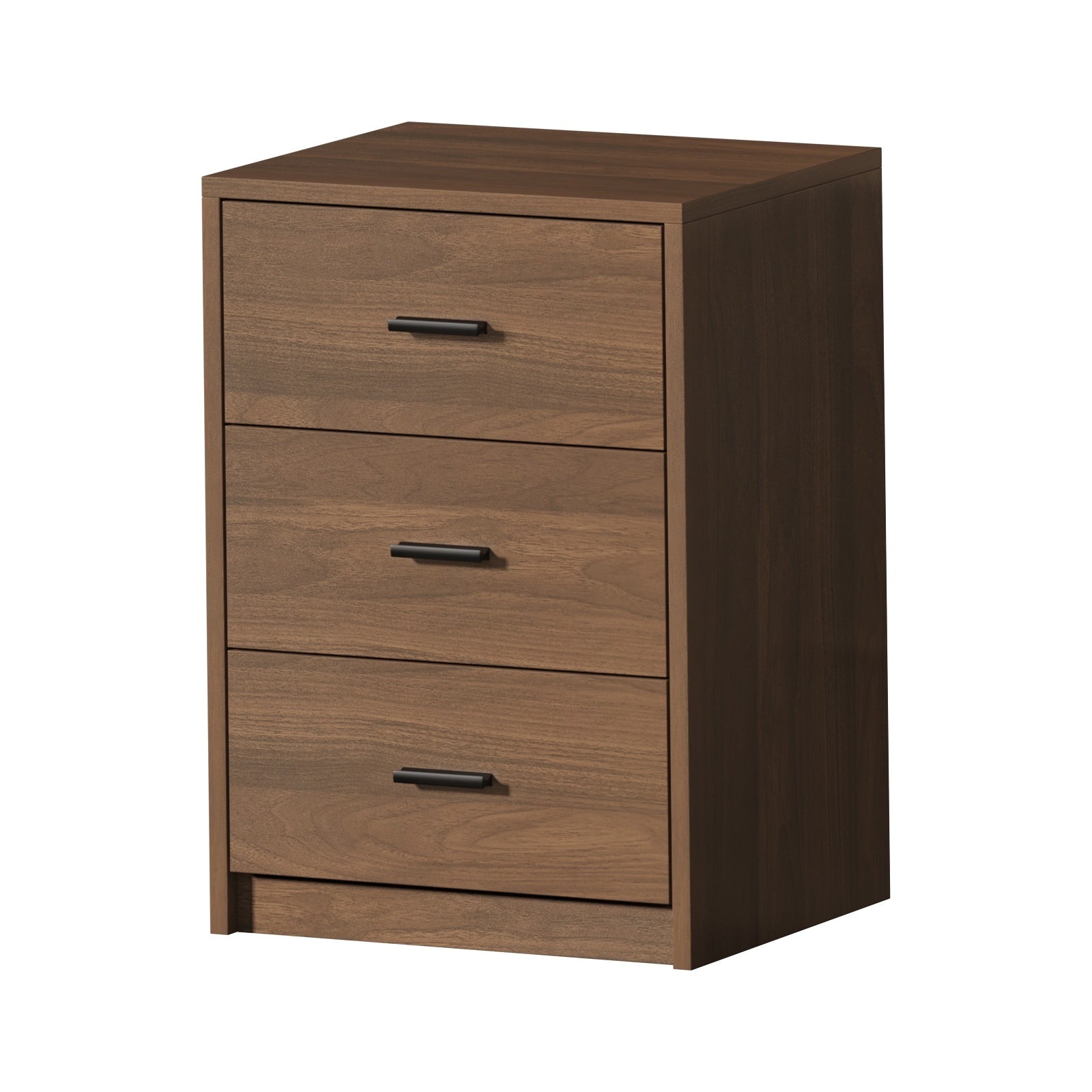 Oikiture Bedside Table 3 Drawers Nightstand Bedroom Storage Side End Walnut - Sunyee