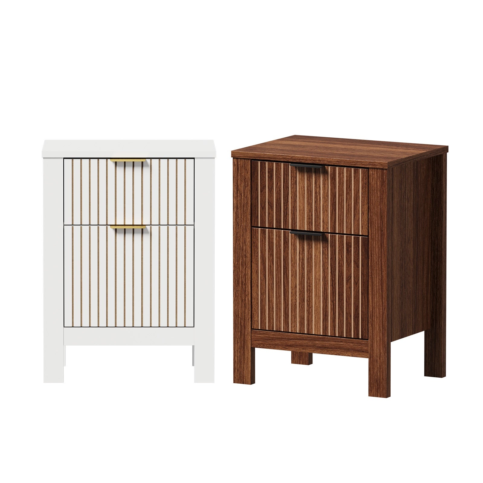 Oikiture Modern Bedside Table Nightstand Drawer Shelf Door Cabinet