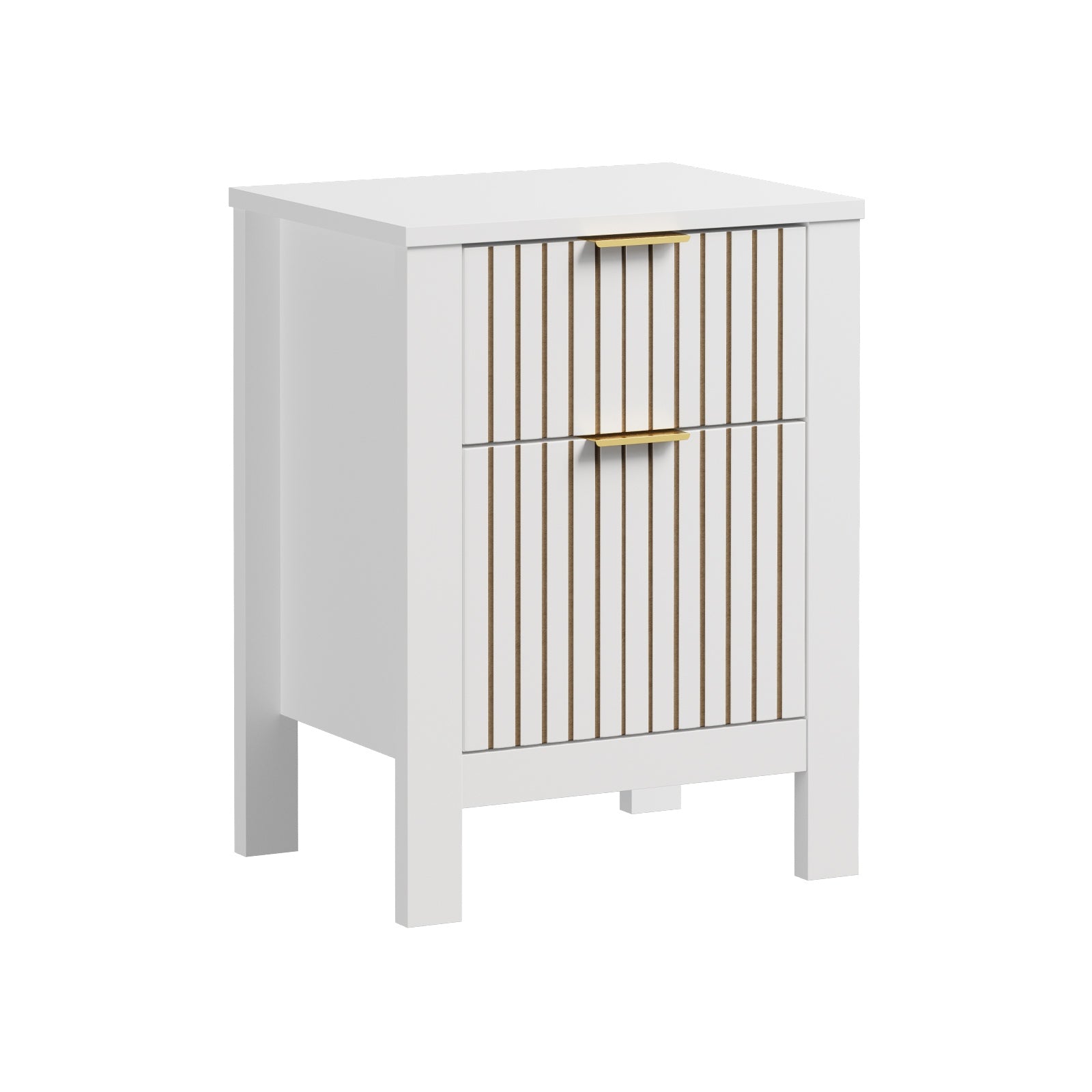 Oikiture Modern Bedside Table Nightstand Drawer Shelf Door Cabinet