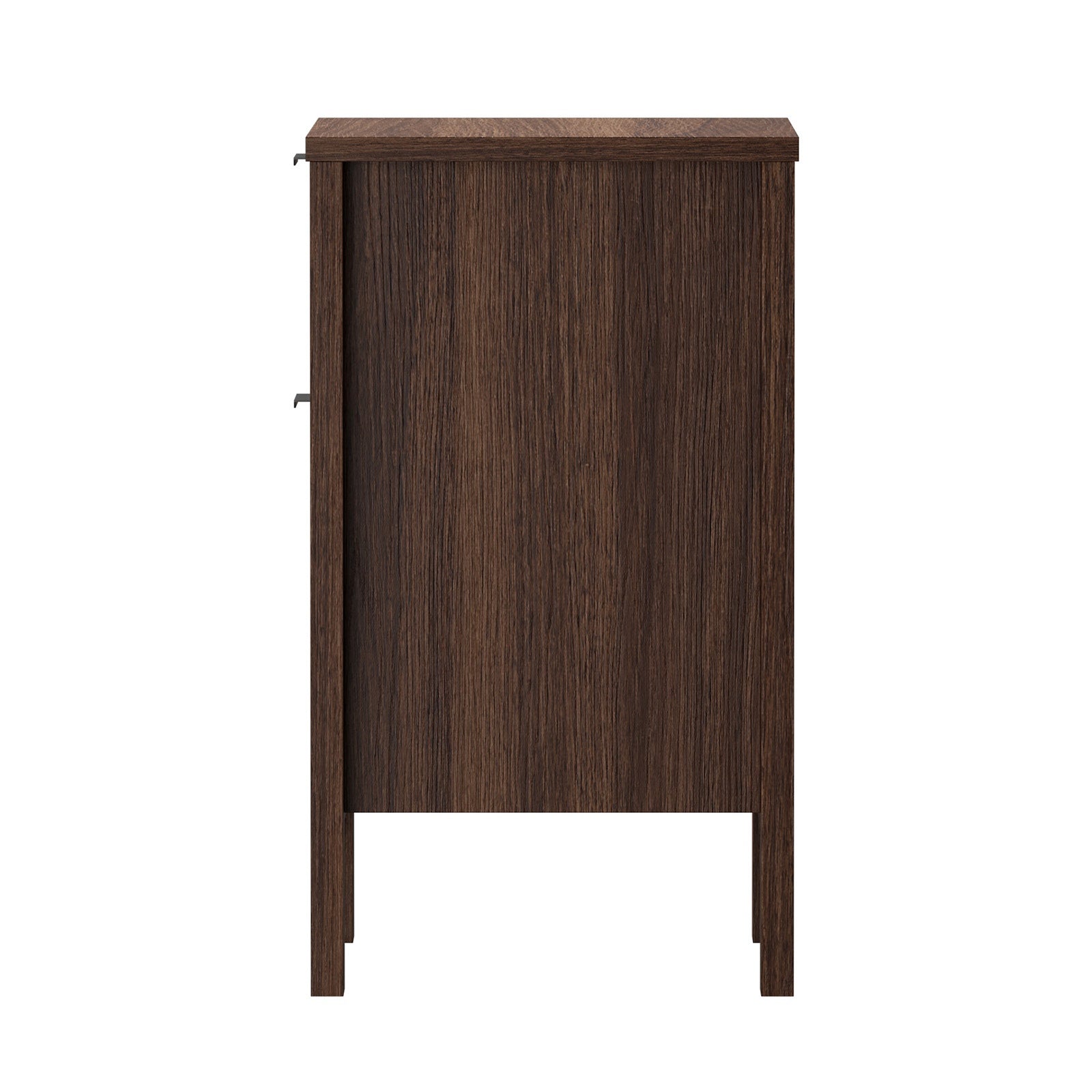 Oikiture Modern Bedside Table Nightstand Drawer Shelf Door Cabinet Walnut