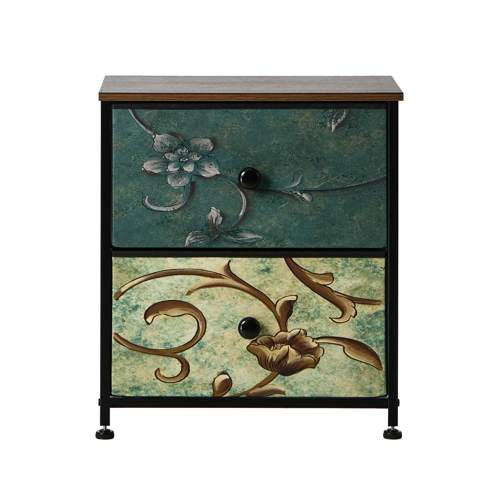Oikiture 2pc Bedside Tables Fabric Storage Cabinet 2 Drawers Dresser Nightstand - Sunyee