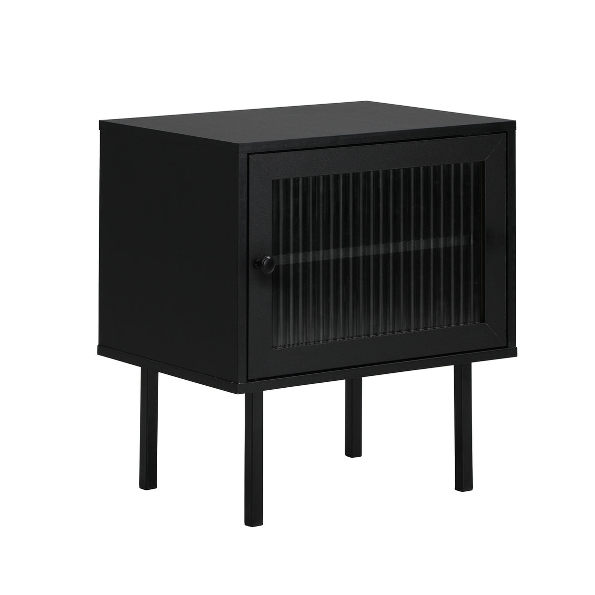 Oikiture 2X Bedside Tables Cabinet Storage Nightstand Glass Door Bedroom Black - Sunyee