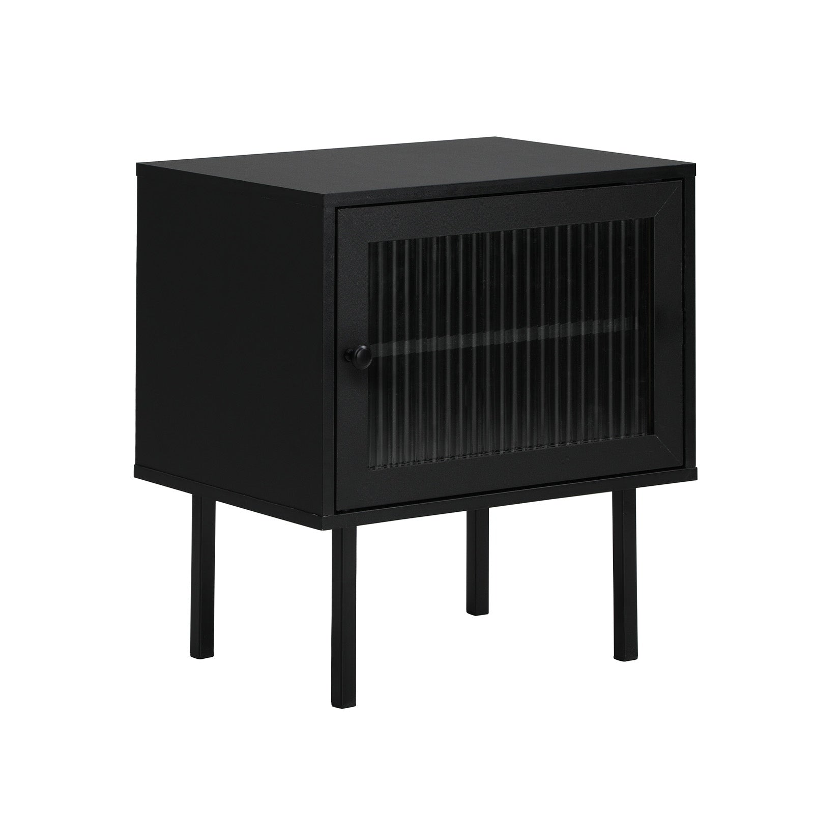 Oikiture 2X Bedside Tables Cabinet Storage Nightstand Glass Door Bedroom Black - Sunyee