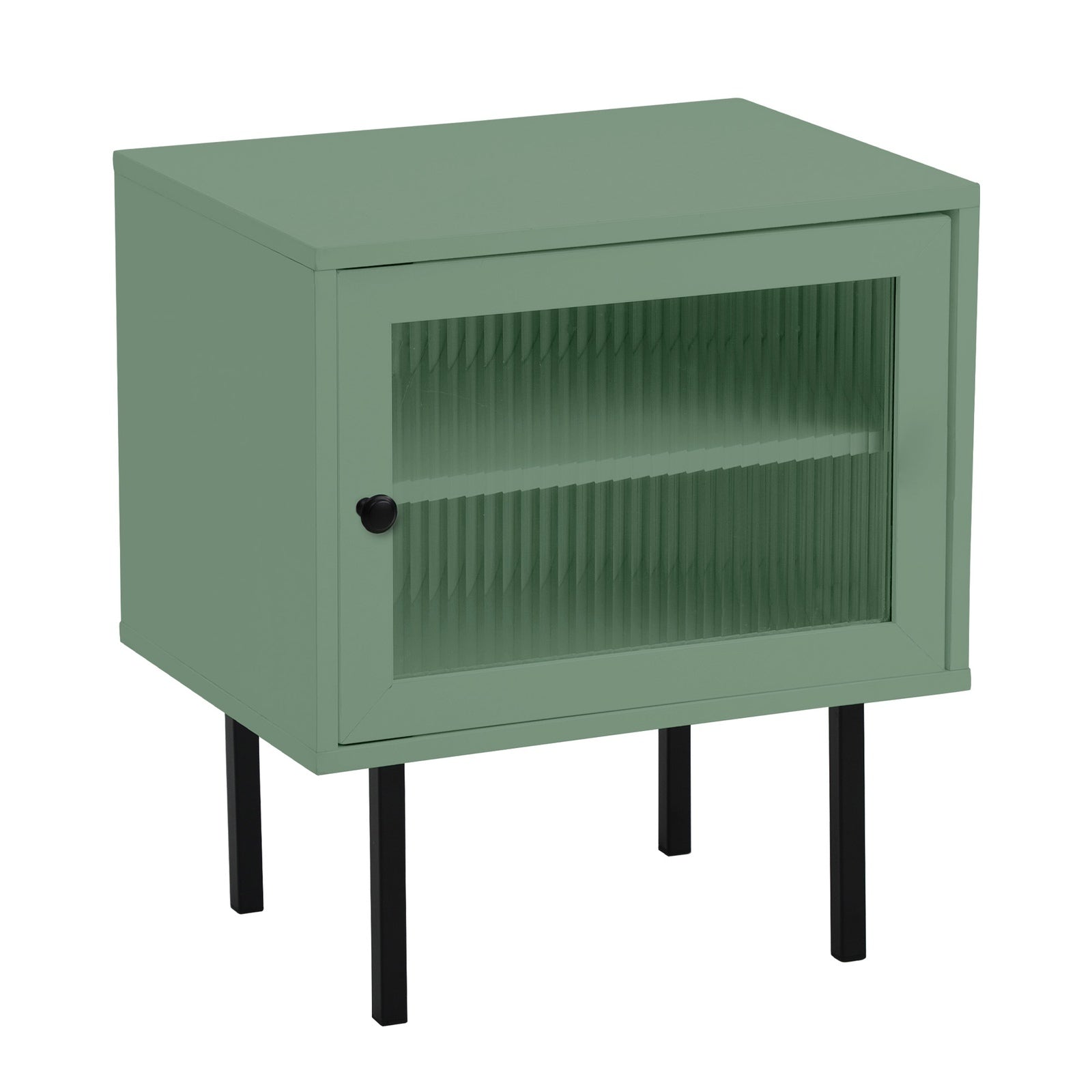 Oikiture 2X Bedside Tables Cabinet Storage Nightstand Glass Door Bedroom Green - Sunyee