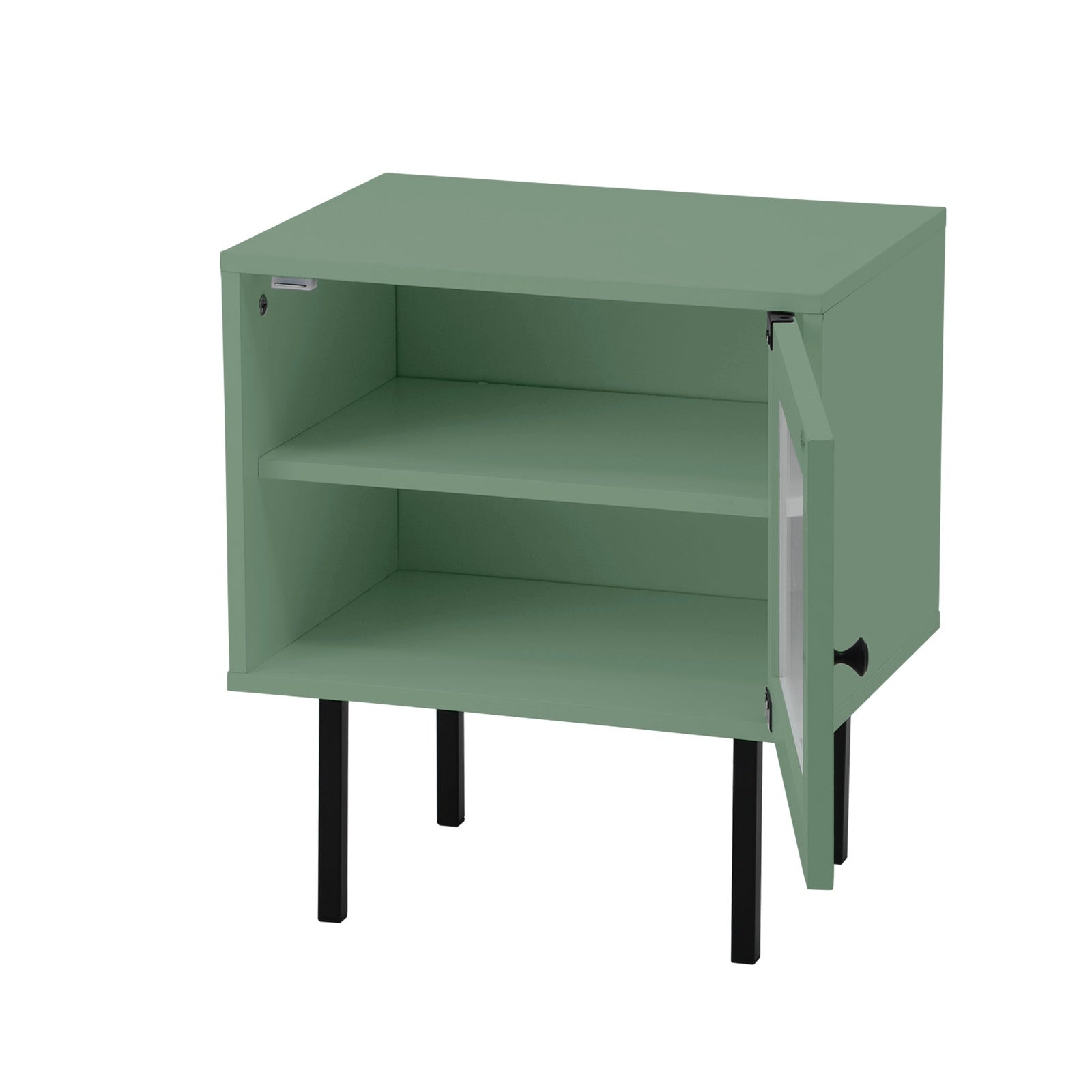 Oikiture 2X Bedside Tables Cabinet Storage Nightstand Glass Door Bedroom Green - Sunyee