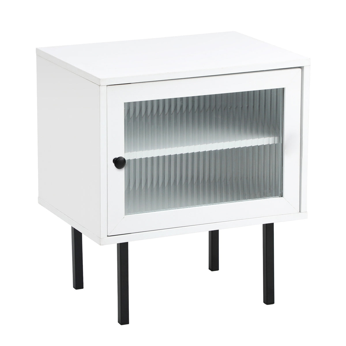Oikiture 2X Bedside Tables Cabinet Storage Nightstand Glass Door Bedroom White - Sunyee