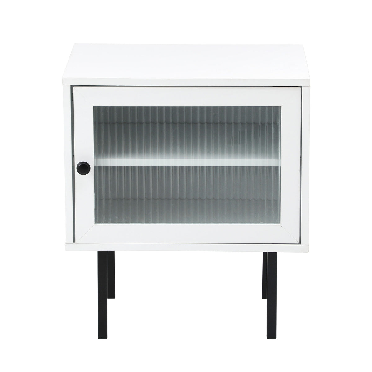 Oikiture 2X Bedside Tables Cabinet Storage Nightstand Glass Door Bedroom White - Sunyee