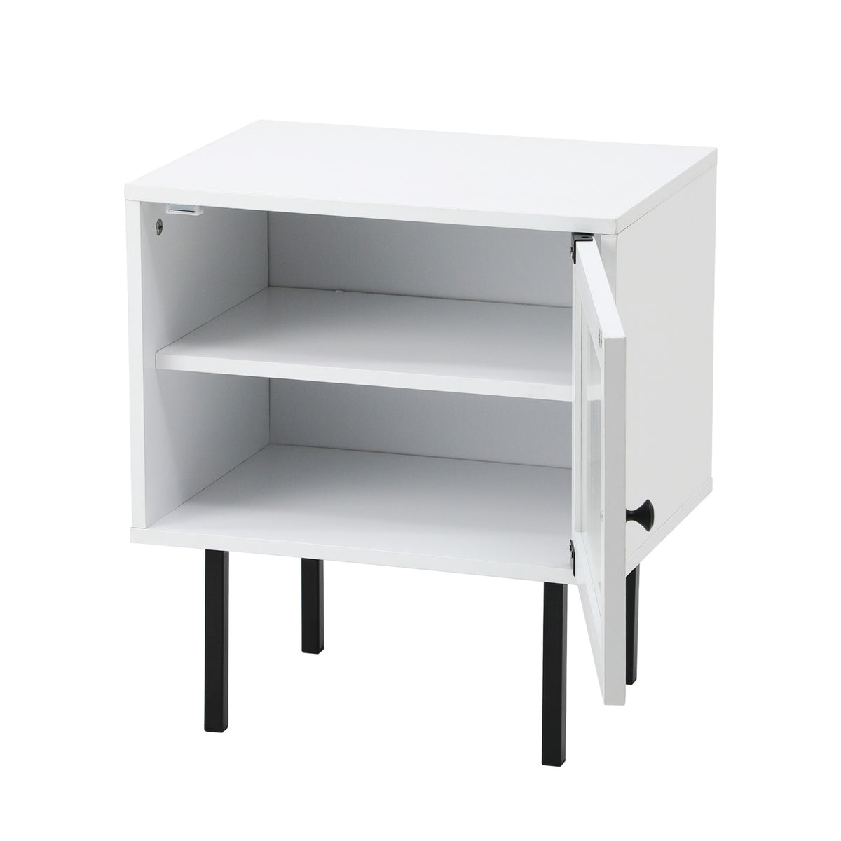 Oikiture 2X Bedside Tables Cabinet Storage Nightstand Glass Door Bedroom White - Sunyee