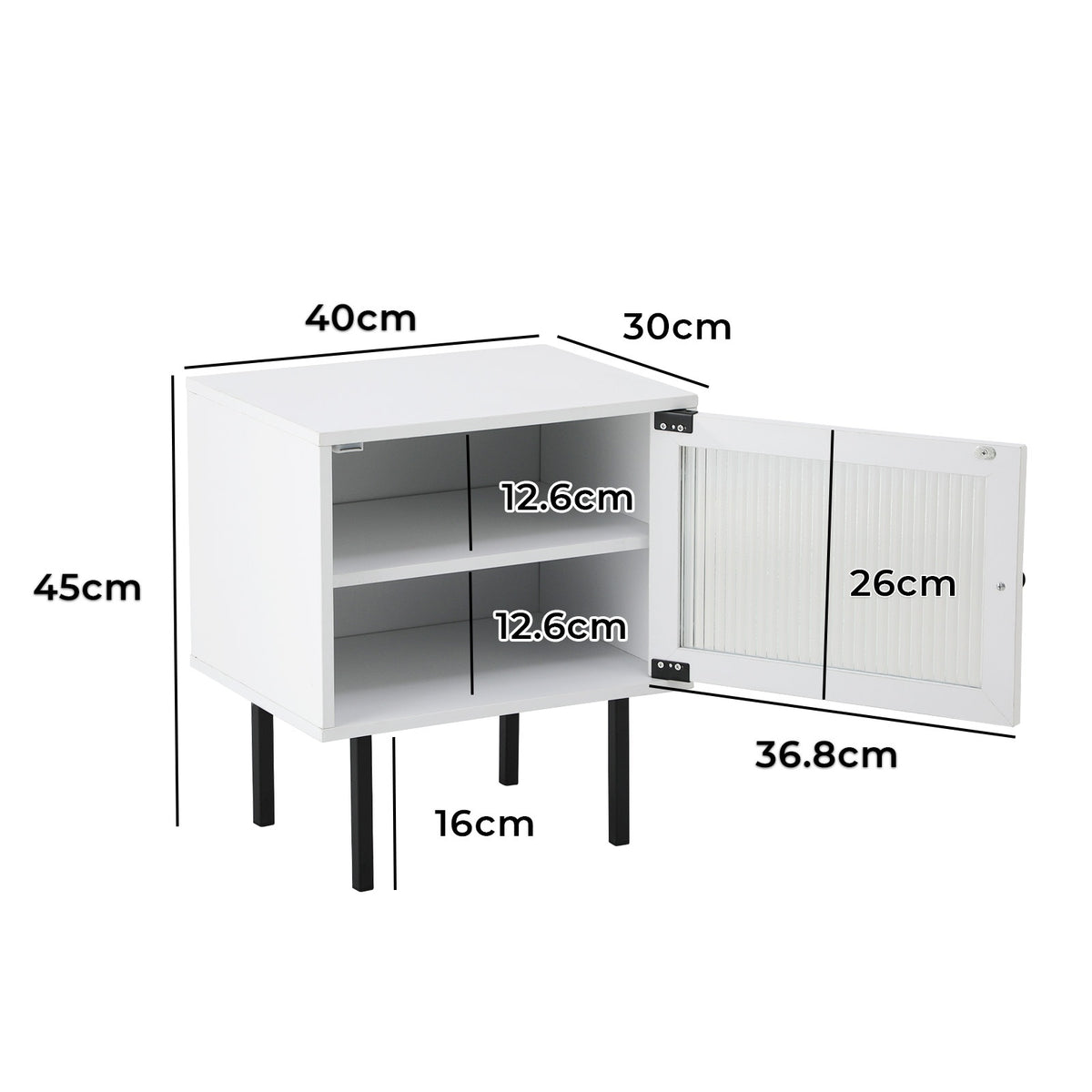 Oikiture 2X Bedside Tables Cabinet Storage Nightstand Glass Door Bedroom White - Sunyee