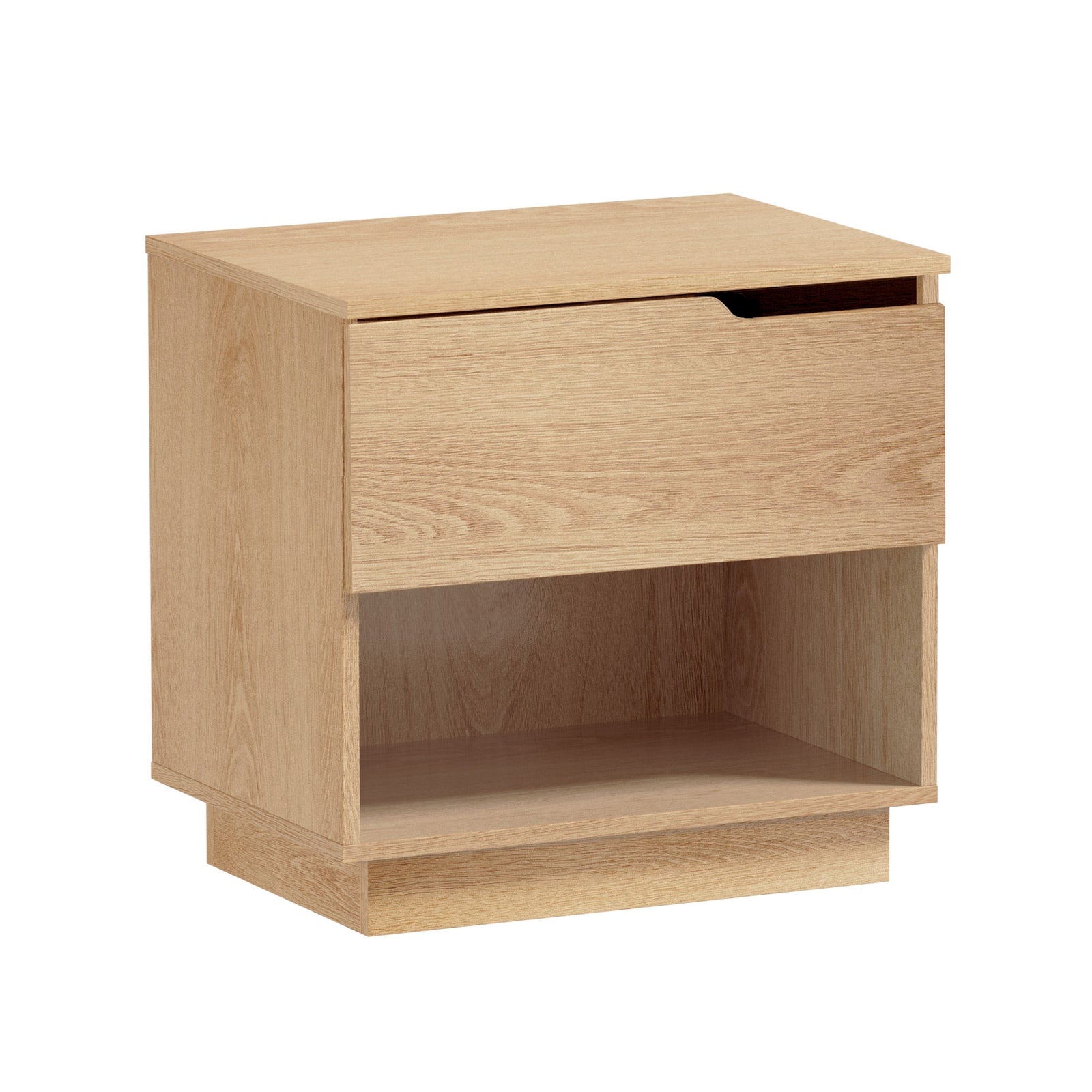 Oikiture Bedside Table 1 Drawer Storage Shelf Nightstand Side Cabinet Natural - Sunyee
