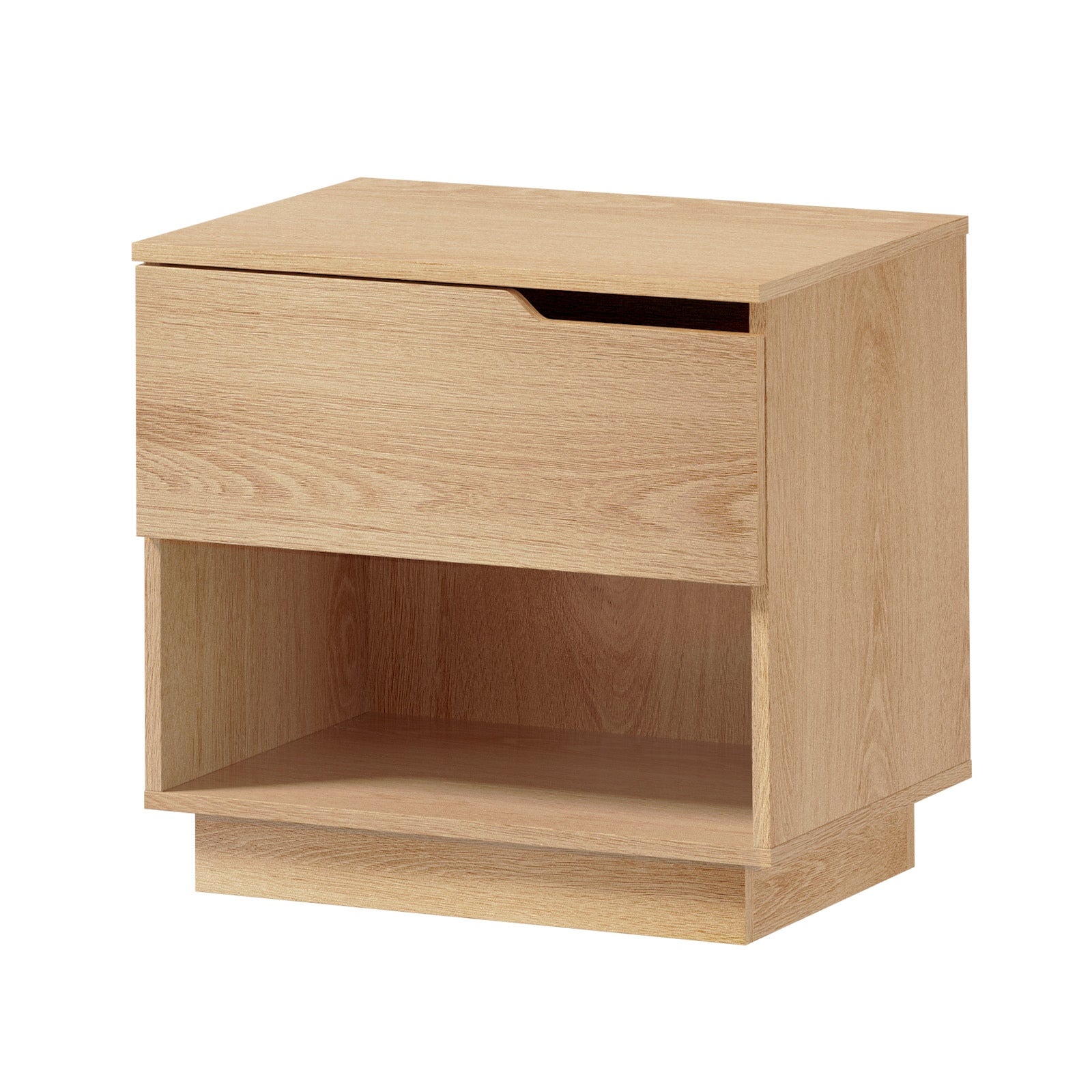 Oikiture Bedside Table 1 Drawer Storage Shelf Nightstand Side Cabinet Natural - Sunyee