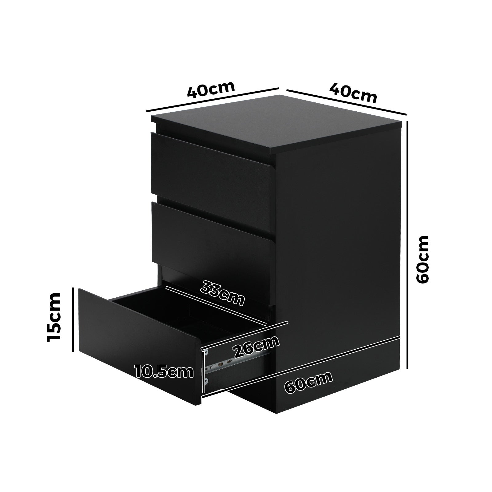 Oikiture Bedside Tables Set of 2 Side Table Storage Cabinet Nightstand Black - Sunyee