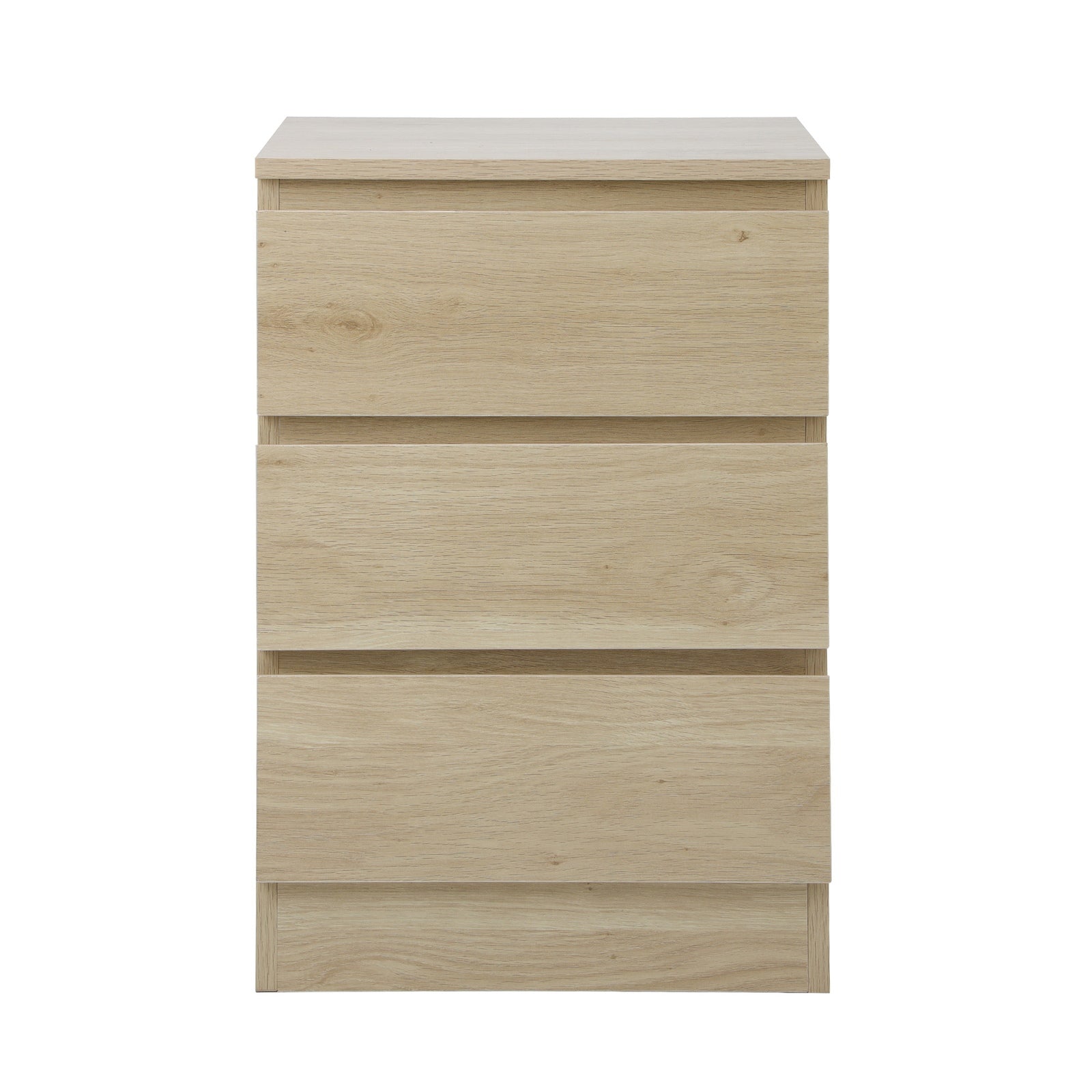 Oikiture Bedside Table 3 Drawers Side Tables Storage Cabinet Nightstand Natural - Sunyee