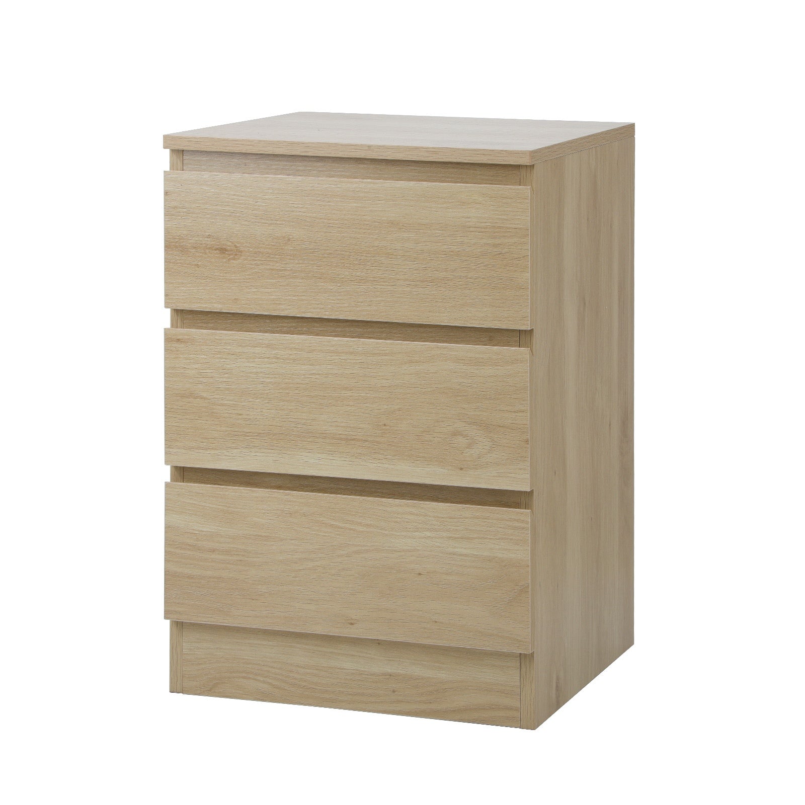 Oikiture Bedside Table 3 Drawers Side Tables Storage Cabinet Nightstand Natural - Sunyee