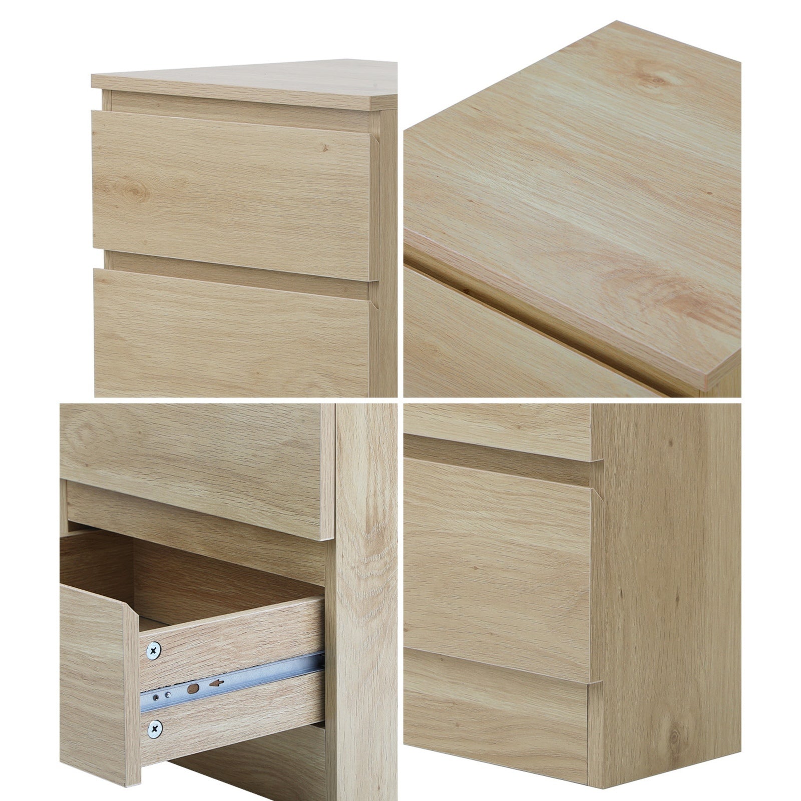 Oikiture Bedside Tables Set of 2 Side Table Storage Cabinet Nightstand Natural - Sunyee