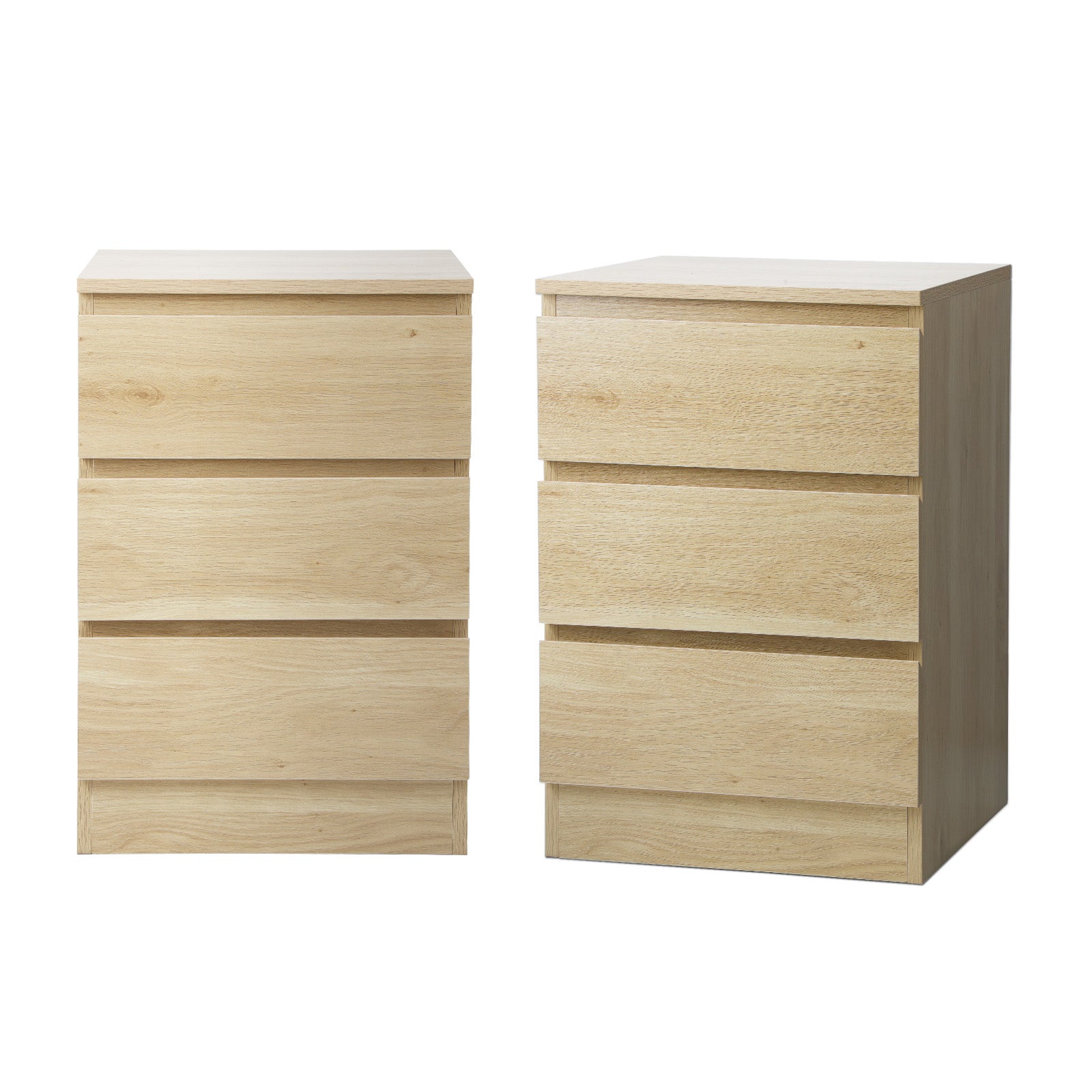 Oikiture Bedside Tables Set of 2 Side Table Storage Cabinet Nightstand Natural - Sunyee