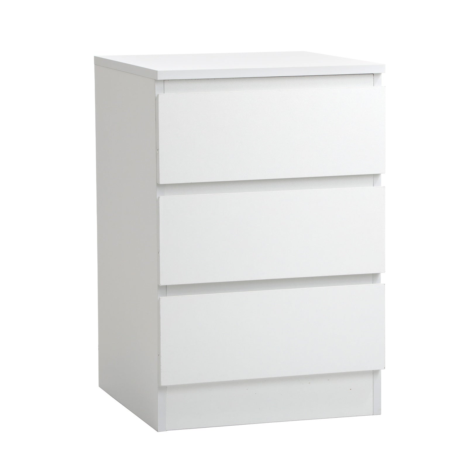 Oikiture Bedside Table 3 Drawers Side Tables Storage Cabinet Nightstand White - Sunyee
