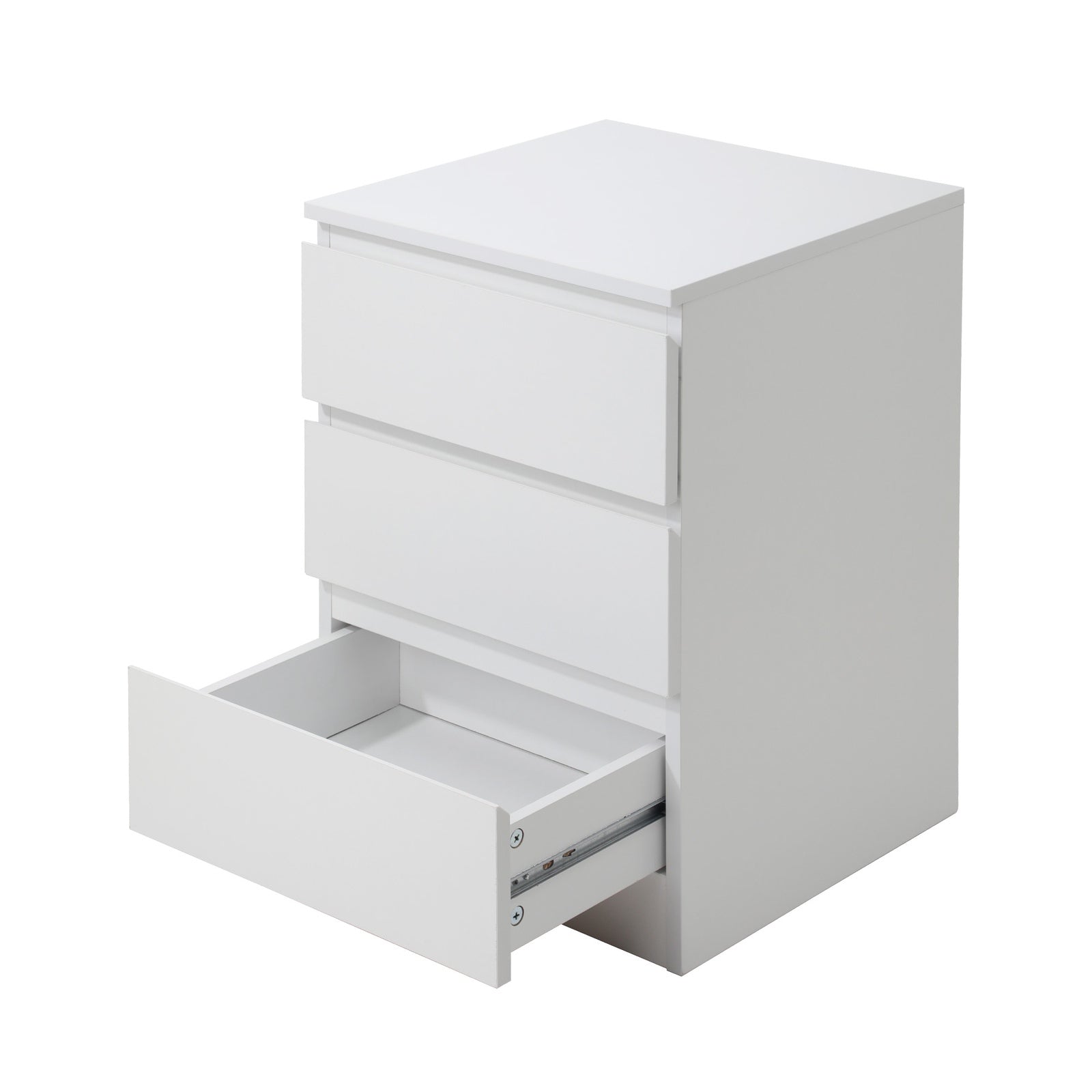 Oikiture Bedside Table 3 Drawers Side Tables Storage Cabinet Nightstand White - Sunyee