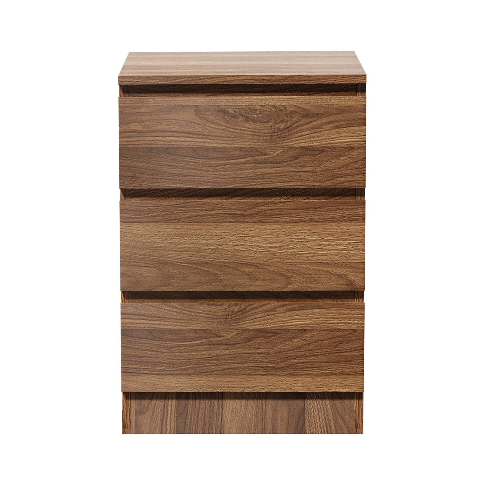 Oikiture 2x Bedside Table 3 Drawers Side End Table Storage Cabinet Walnut - Sunyee