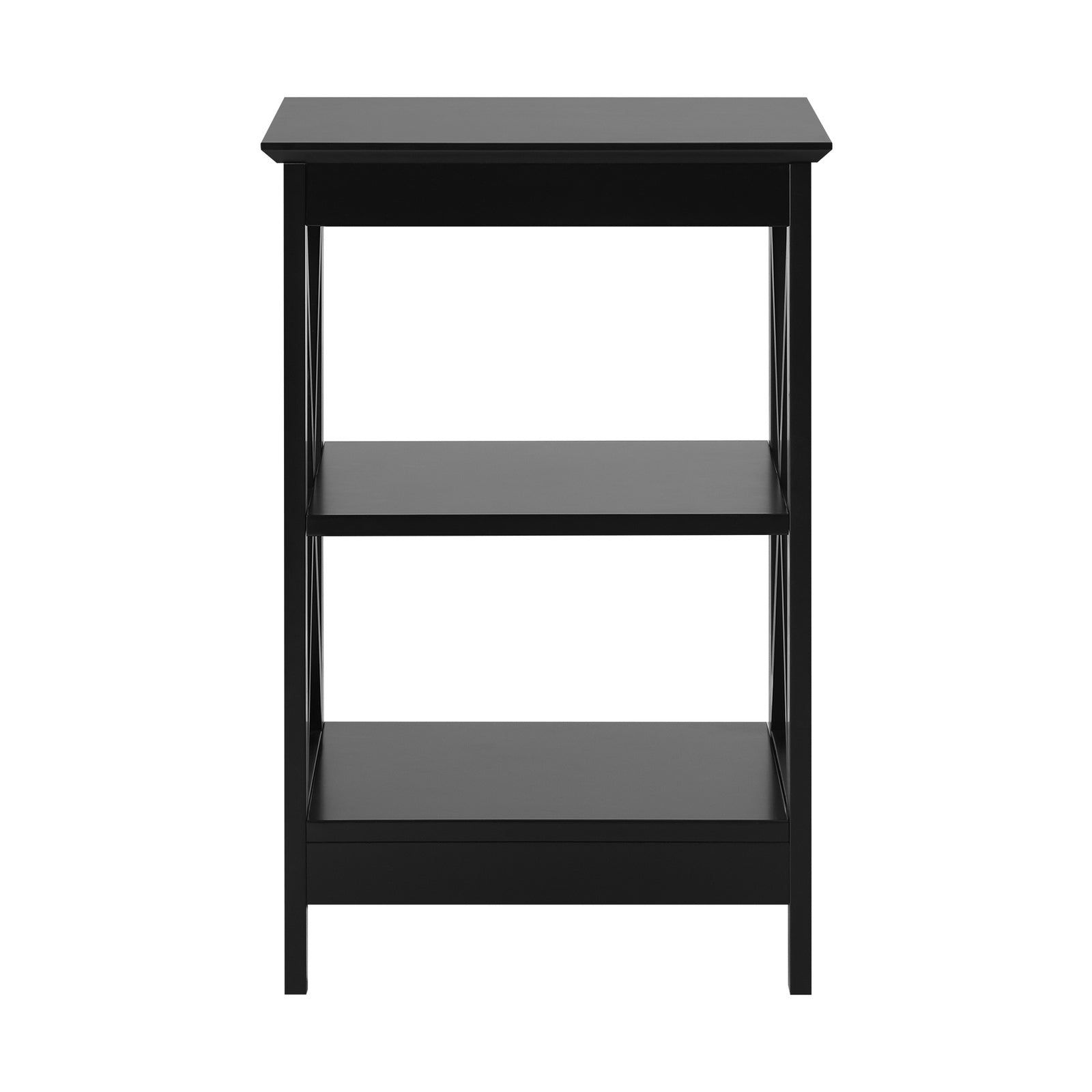 Oikiture 2x Side Table Coffee Bedside Sofa End Tables 3-tier Shelf Black - Sunyee