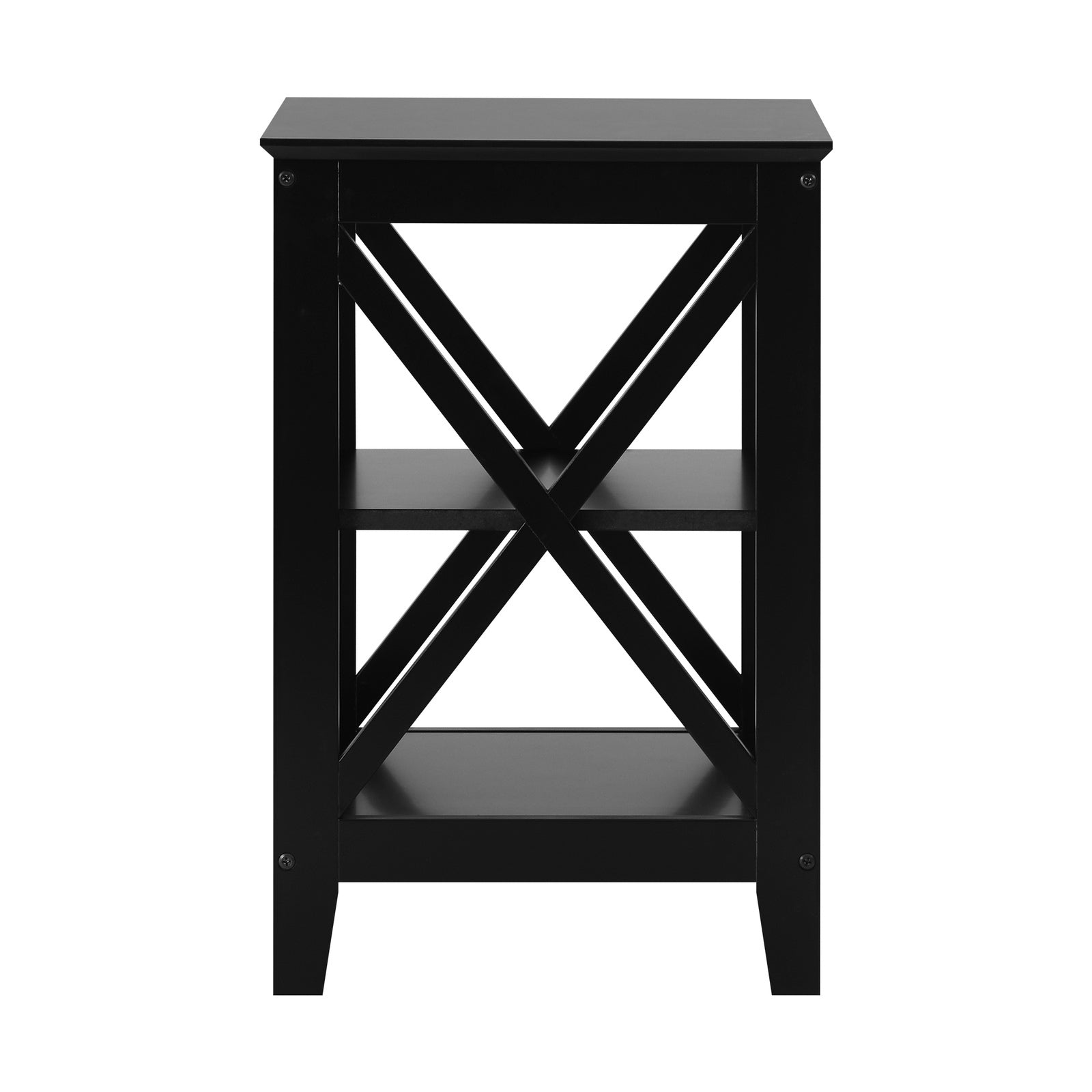 Oikiture 2x Side Table Coffee Bedside Sofa End Tables 3-tier Shelf Black - Sunyee