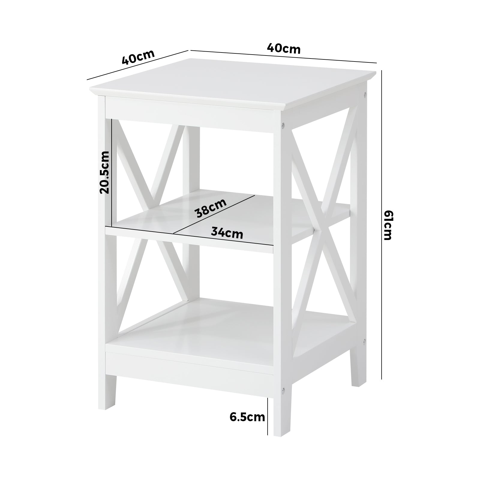 Oikiture Side Table Coffee Bedside Sofa End Tables 3-tier Shelf White - Sunyee