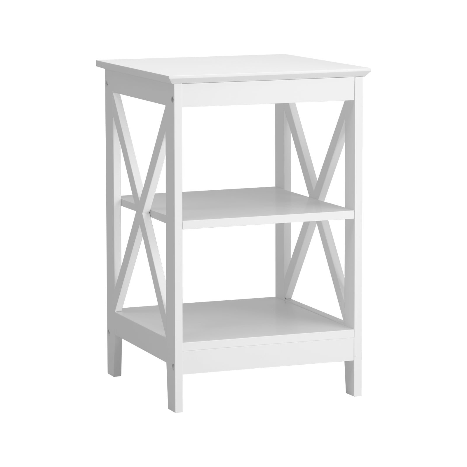 Oikiture Side Table Coffee Bedside Sofa End Tables 3-tier Shelf White - Sunyee