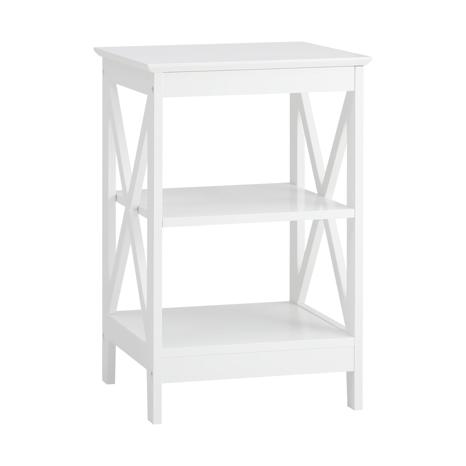 Oikiture 2x Side Table Coffee Bedside Sofa Storage End Tables 3-tier Shelf White - Sunyee