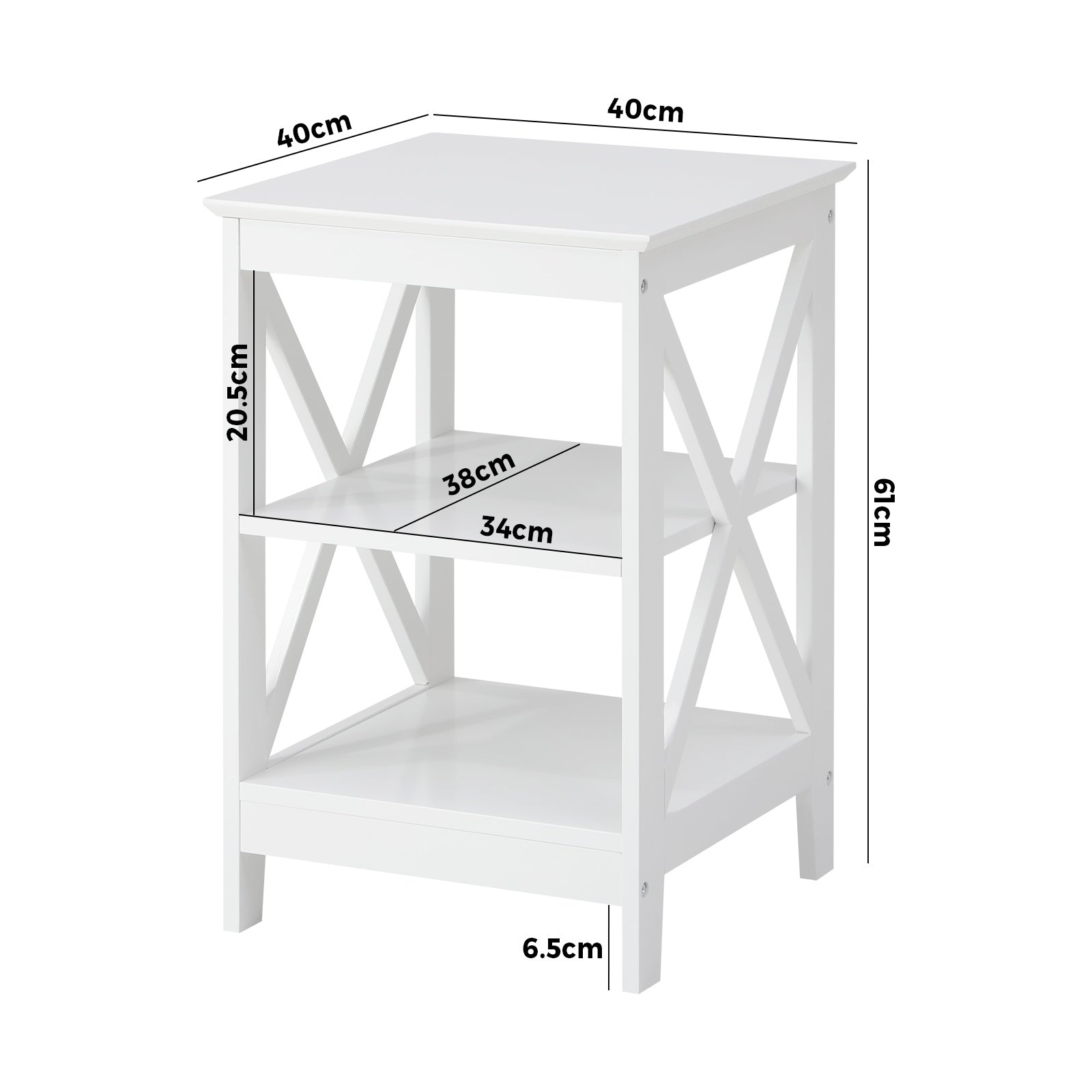 Oikiture 2x Side Table Coffee Bedside Sofa Storage End Tables 3-tier Shelf White - Sunyee