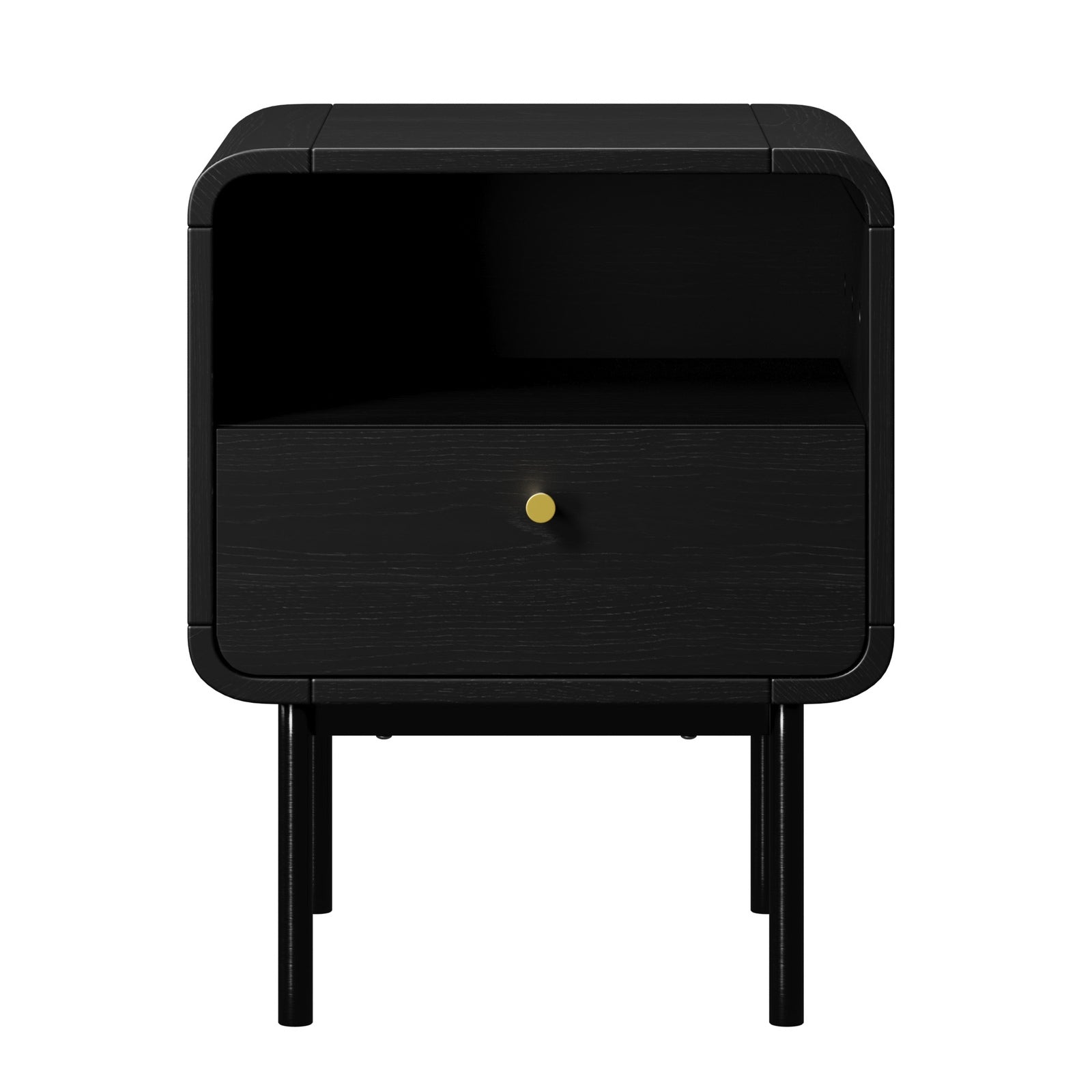 Oikiture 2x Bedside Table 1 Drawers 1 Shelf Nightstand Bedroom Storage Black - Sunyee