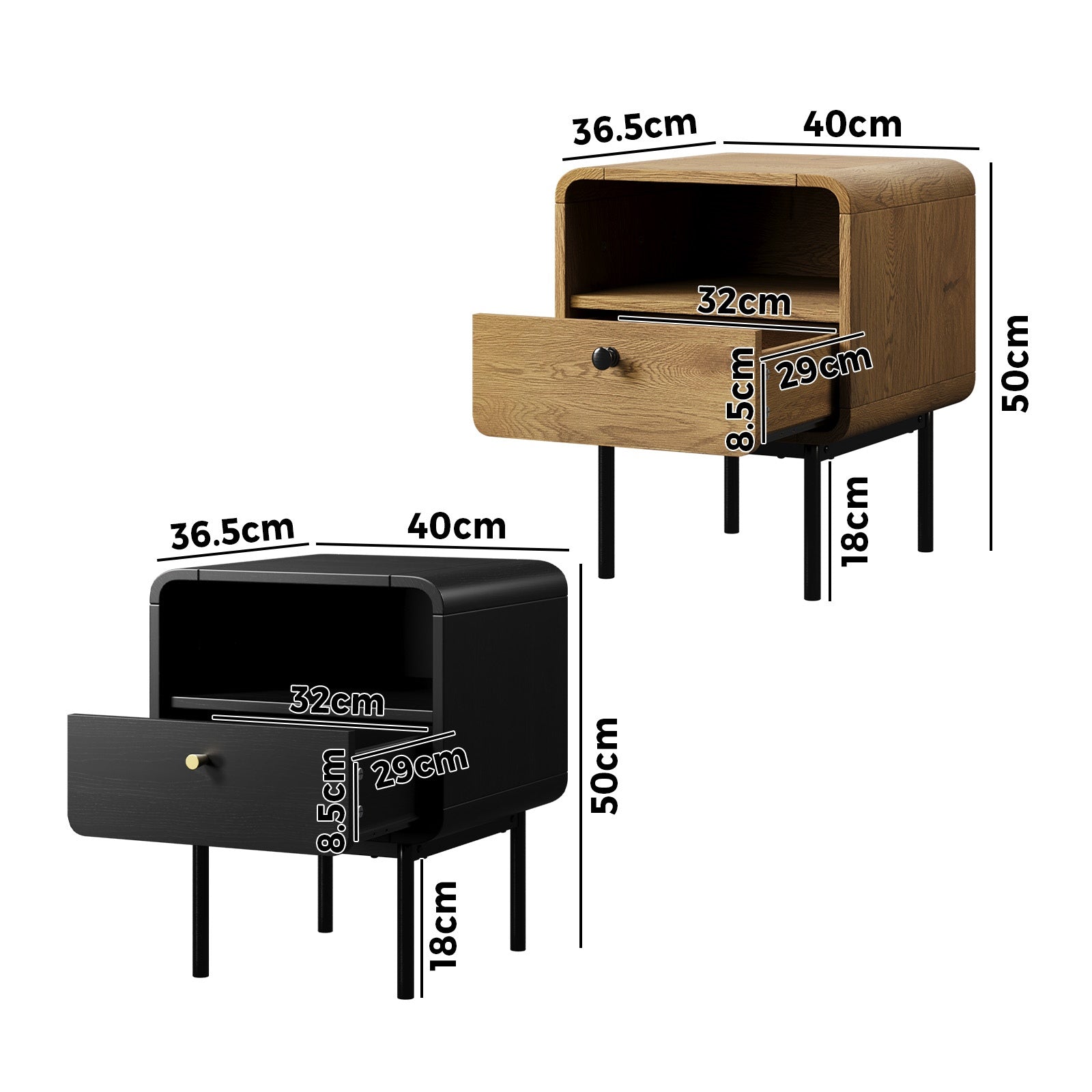 Oikiture Bedside Table Side Table Bedroom Storage Nightstand - Sunyee