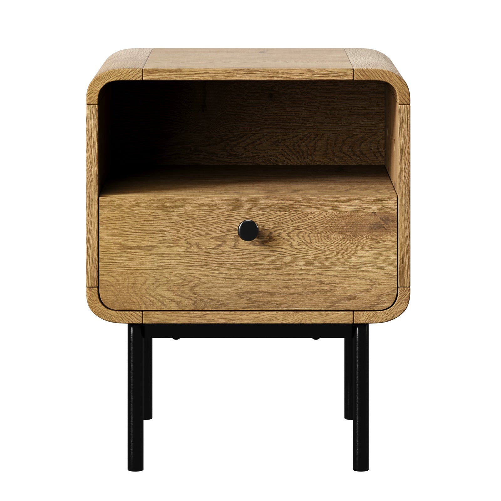 Oikiture Bedside Table Side Table Bedroom Storage Nightstand Metal Natural - Sunyee