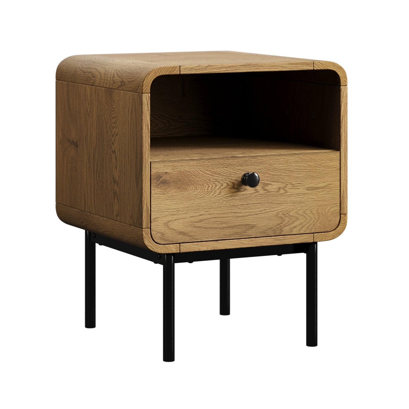 Oikiture 2x Bedside Table 1 Drawers 1 Shelf Nightstand Bedroom Storage Natural - Sunyee