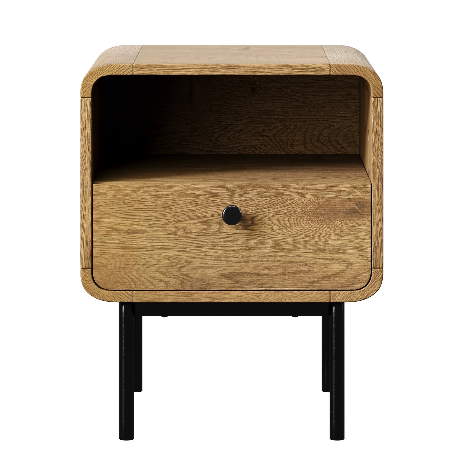 Oikiture 2x Bedside Table 1 Drawers 1 Shelf Nightstand Bedroom Storage Natural - Sunyee