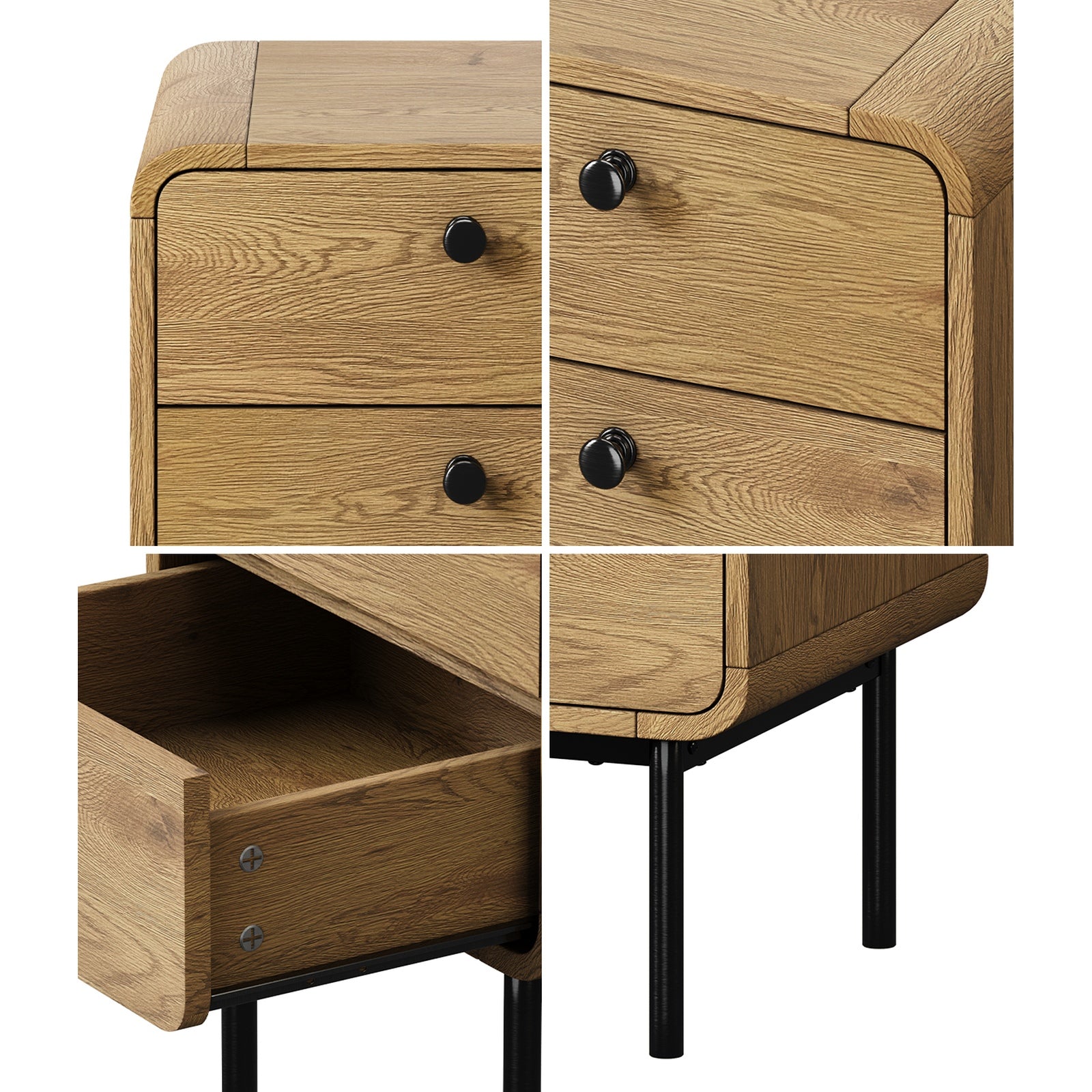 Oikiture Bedside Table 2 Drawers Side Table Bedroom Nightstand - Sunyee