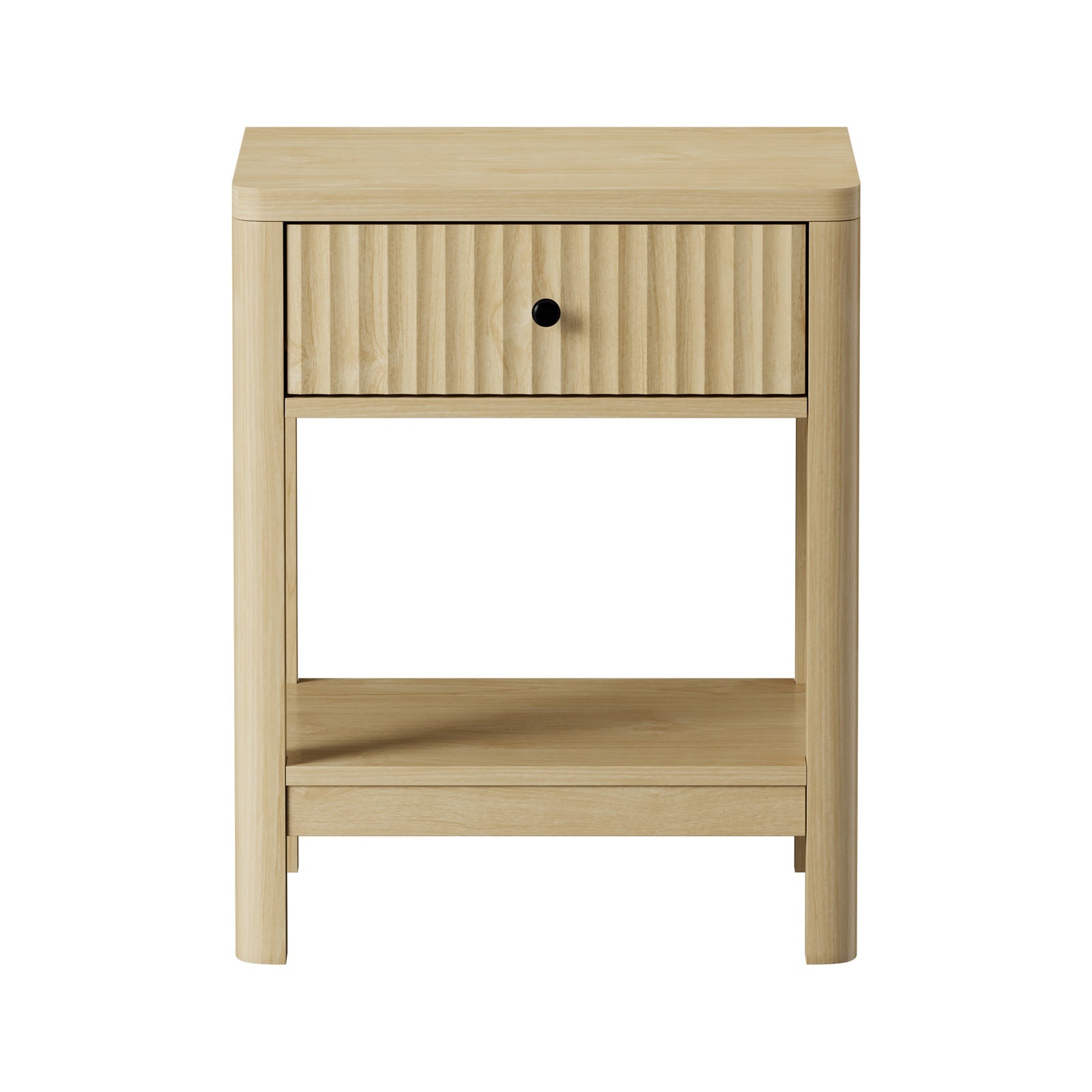 Oikiture Bedside Table Drawer Side End Table Shelfs Storage Nightstand Natural - Sunyee