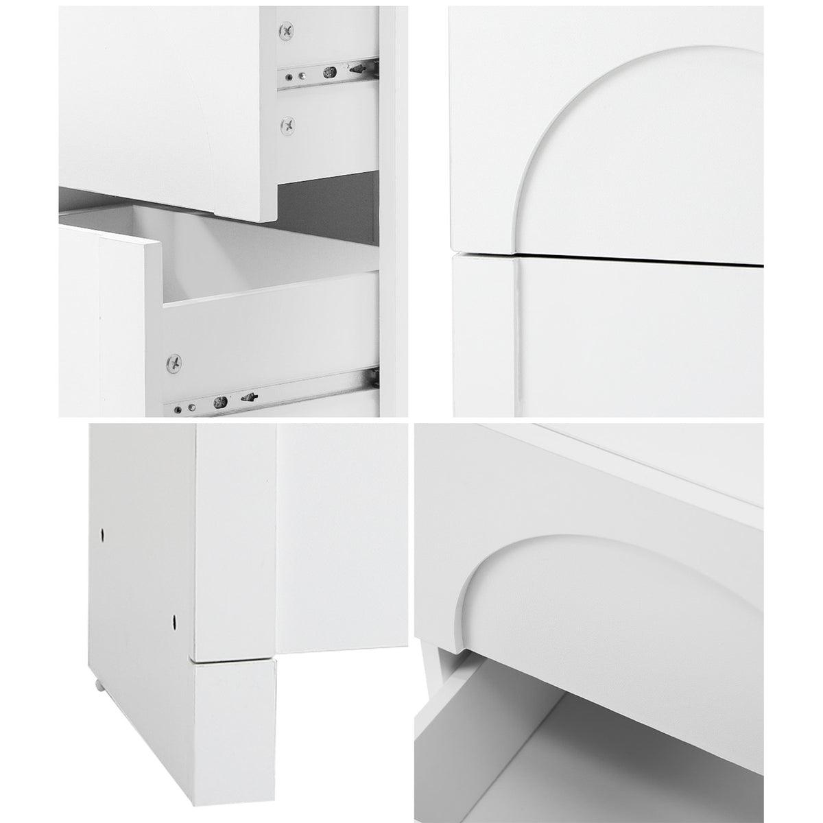 Oikiture Bedside Table 2 Drawers Side Table Storage Cabinet Nightstand White - Sunyee
