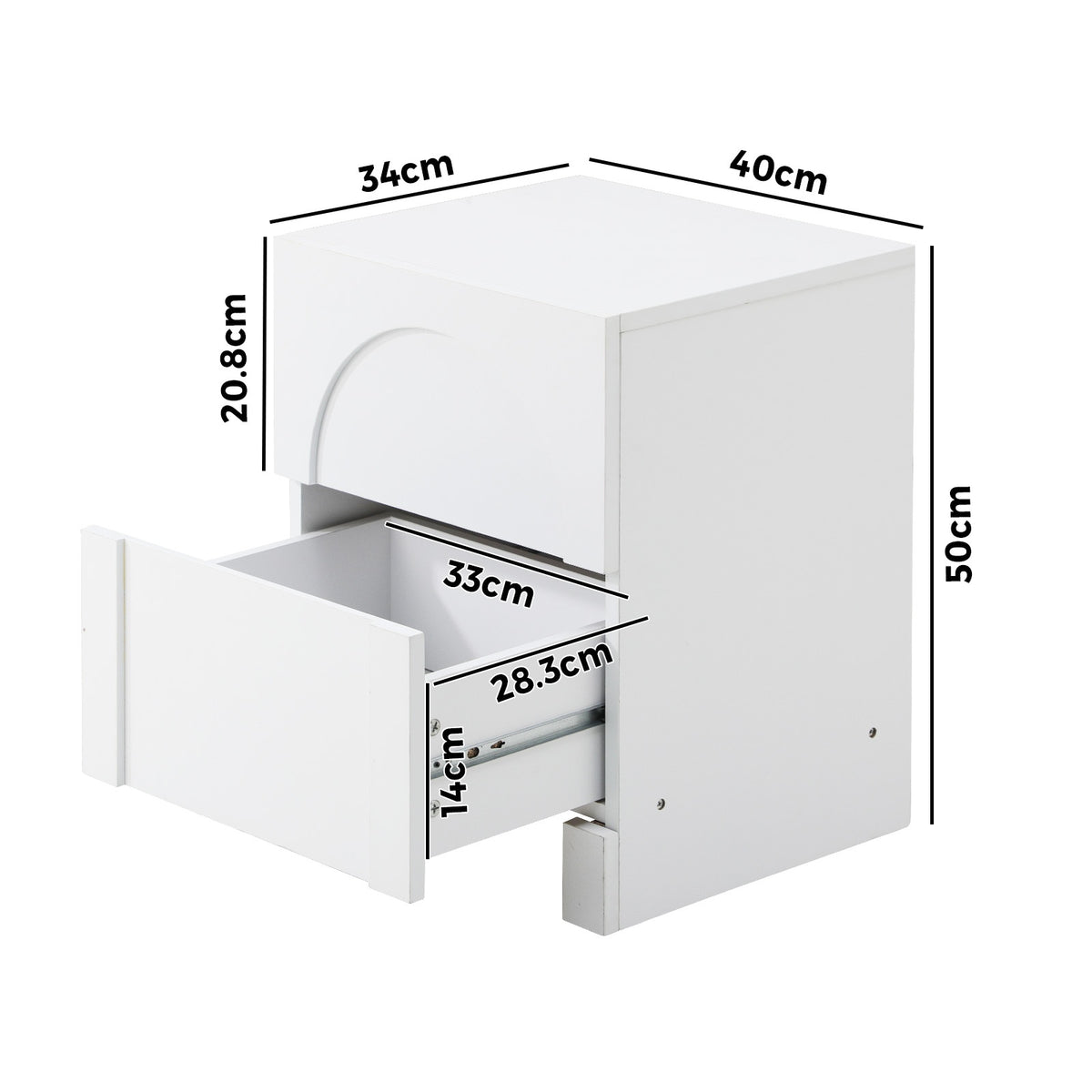 Oikiture Bedside Table 2 Drawers Side Table Storage Cabinet Nightstand White - Sunyee