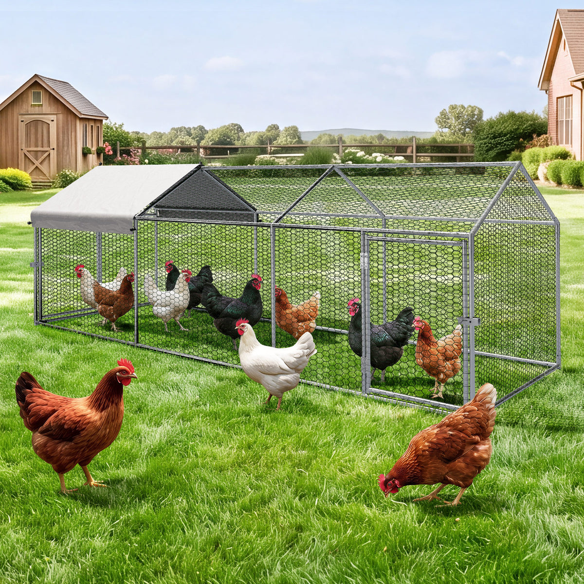 Alopet 3x1x1M Chicken Coop with Cover Poultry Cage Run Yard Pet Rabbit Hutch