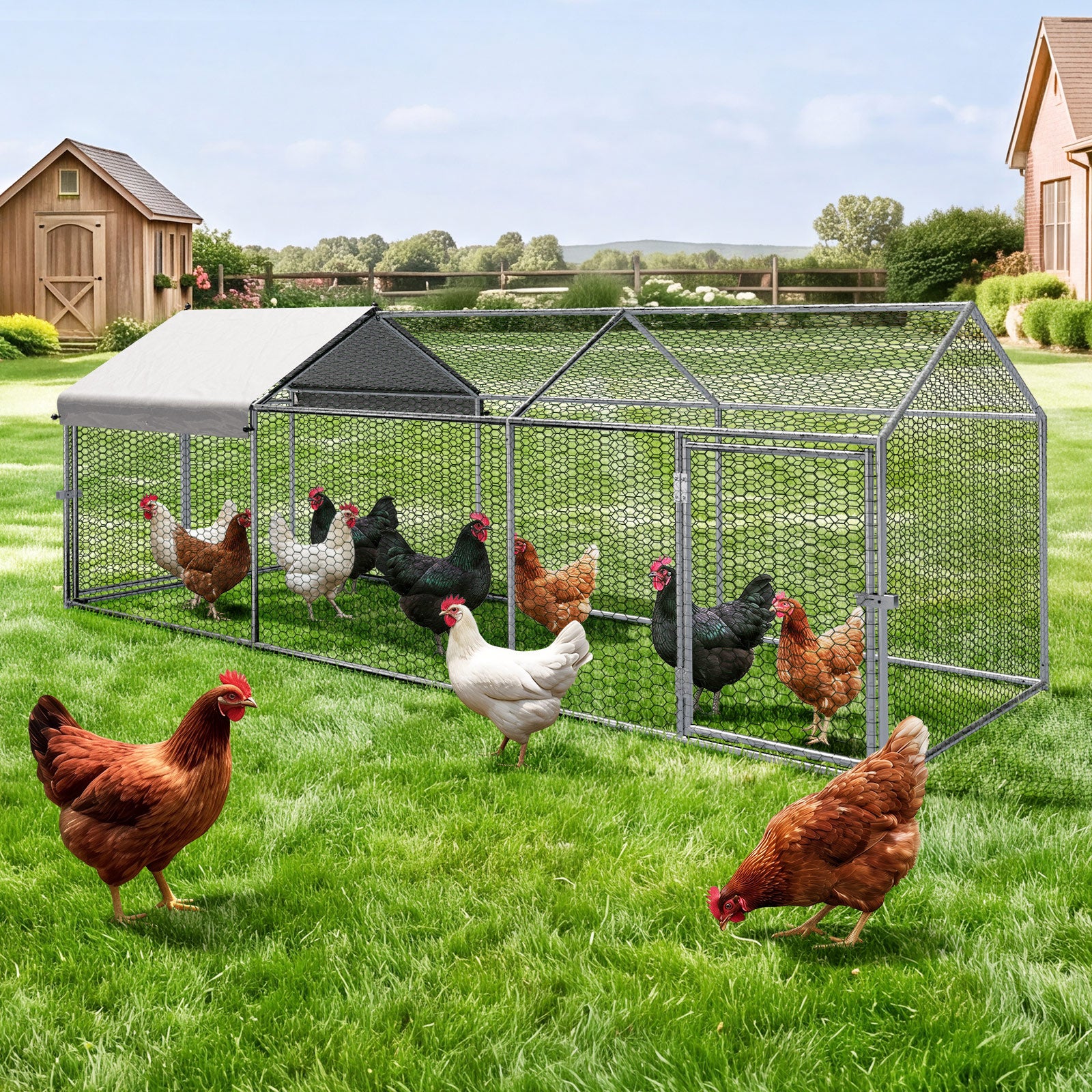Alopet 3x1x1M Chicken Coop with Cover Poultry Cage Run Yard Pet Rabbit Hutch