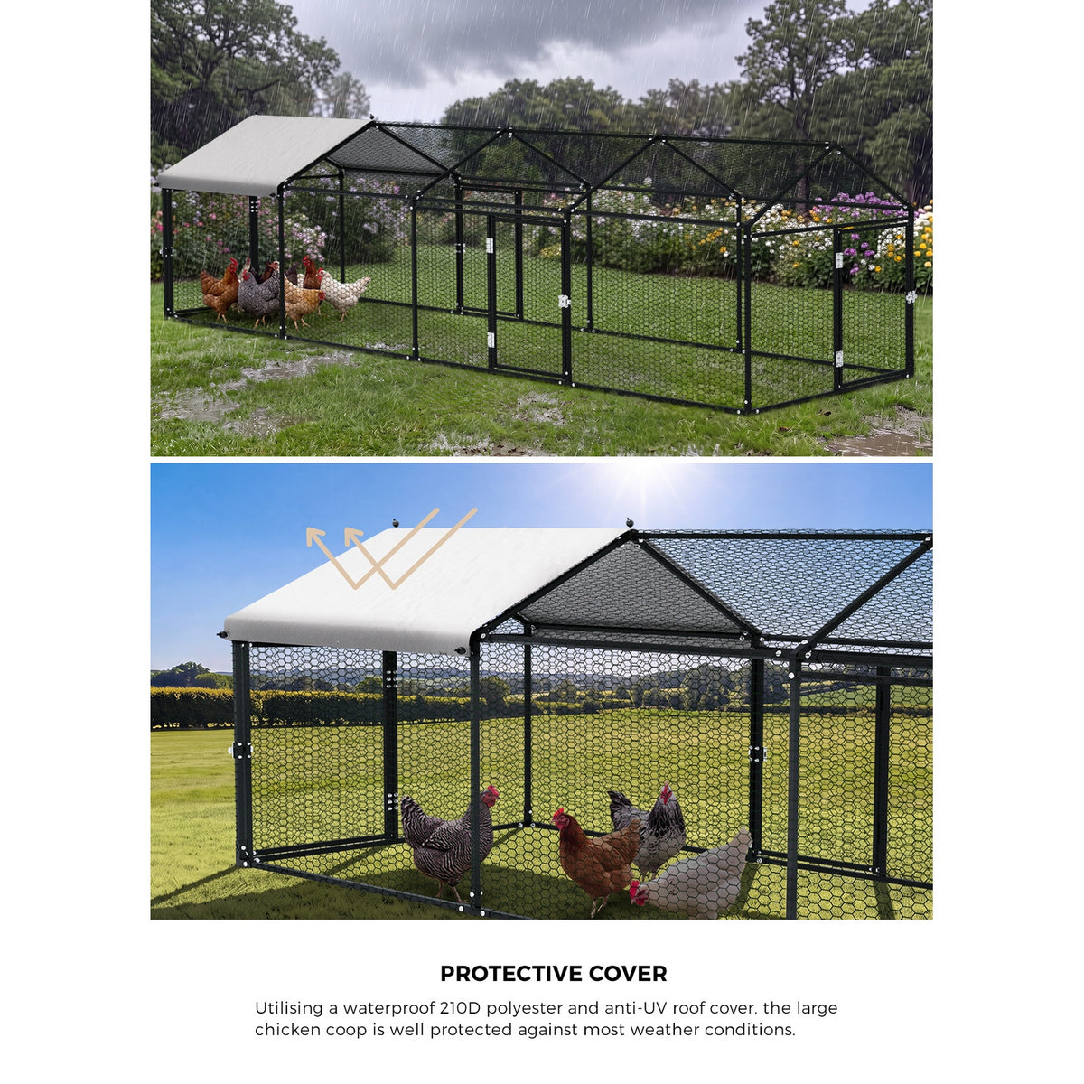 Alopet 4x1x1M Chicken Coop with Cover Poultry Cage Run Yard Pet Rabbit Hutch