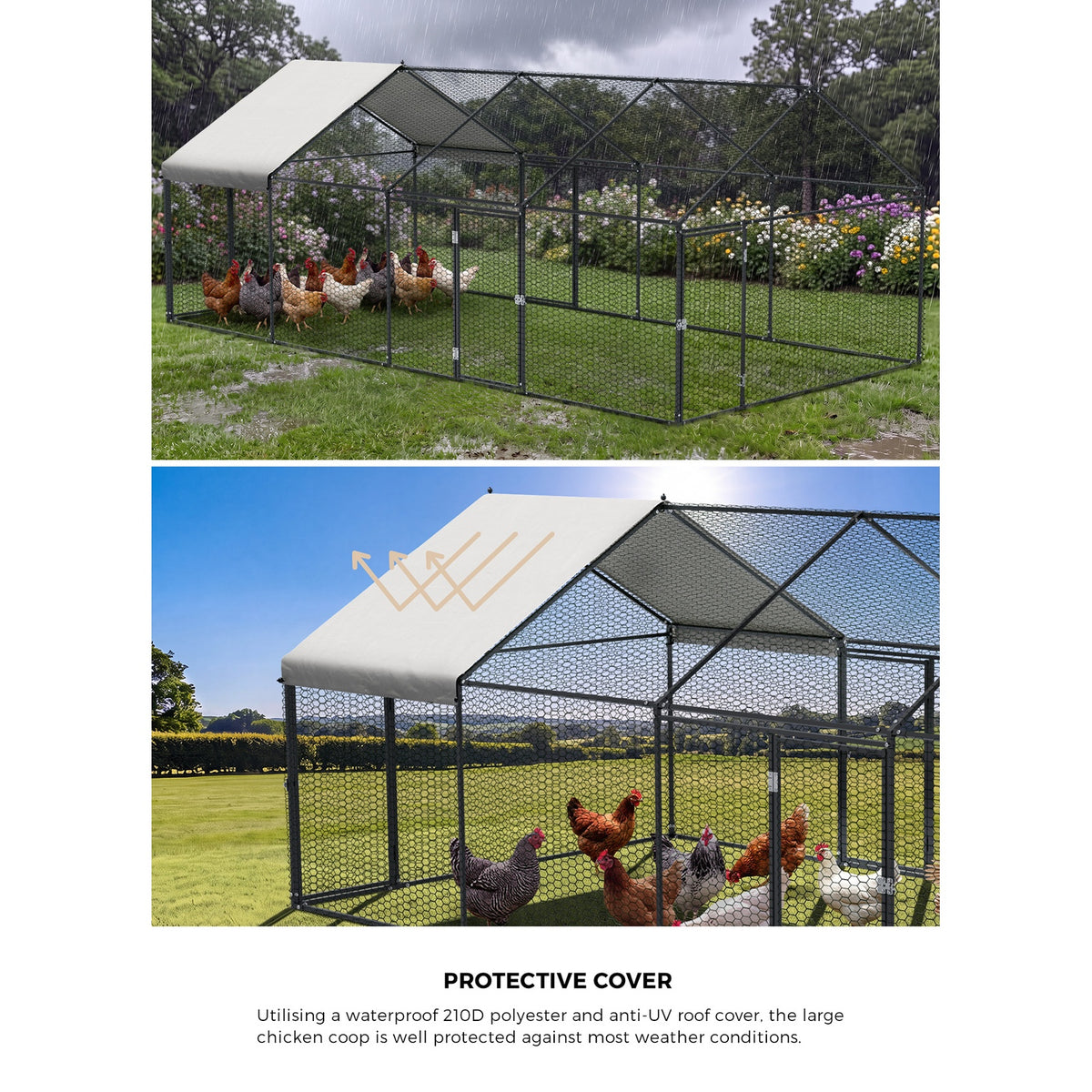 Alopet 4x2x1.5M Chicken Coop with Cover Poultry Cage Run Yard Pet Rabbit Hutch