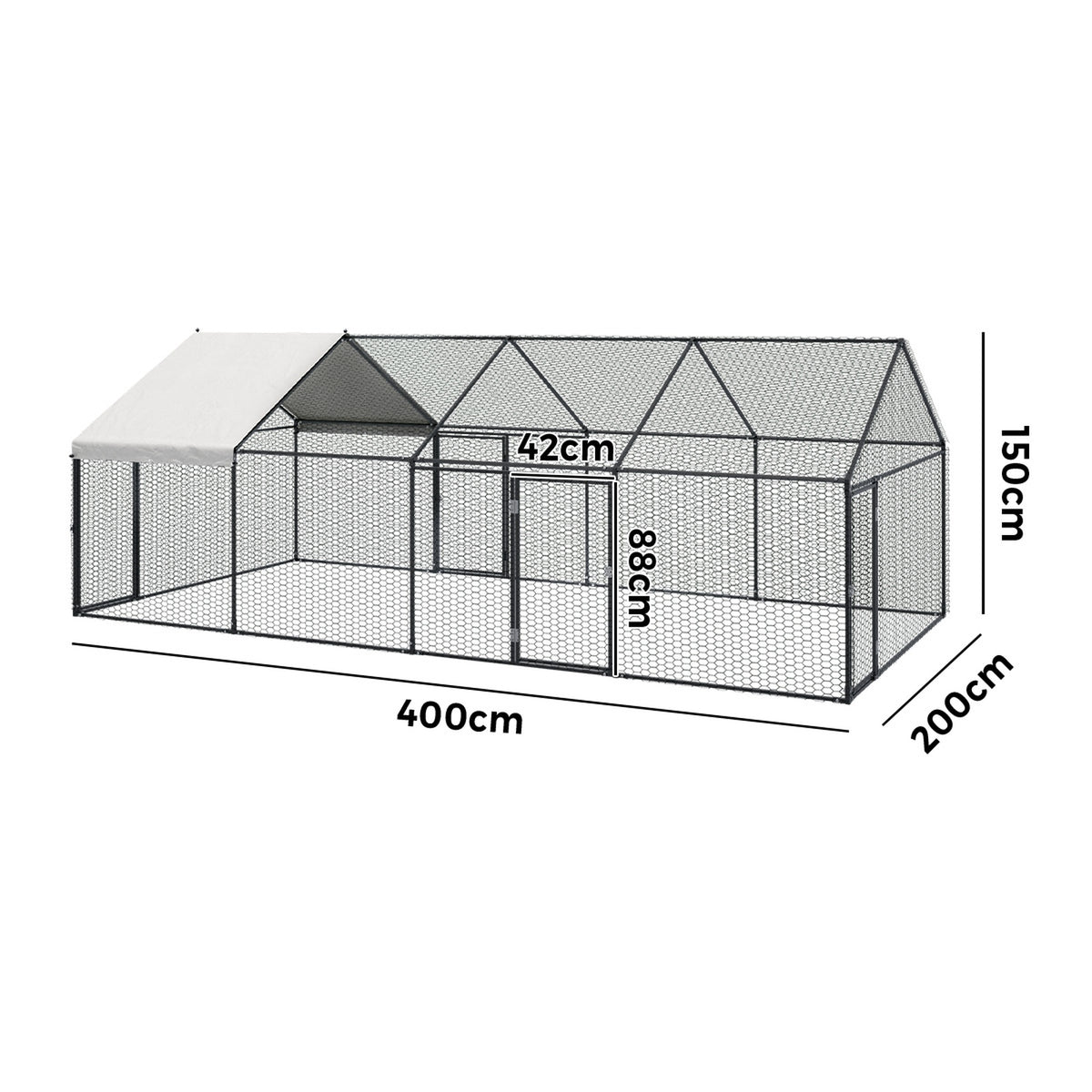 Alopet 4x2x1.5M Chicken Coop with Cover Poultry Cage Run Yard Pet Rabbit Hutch