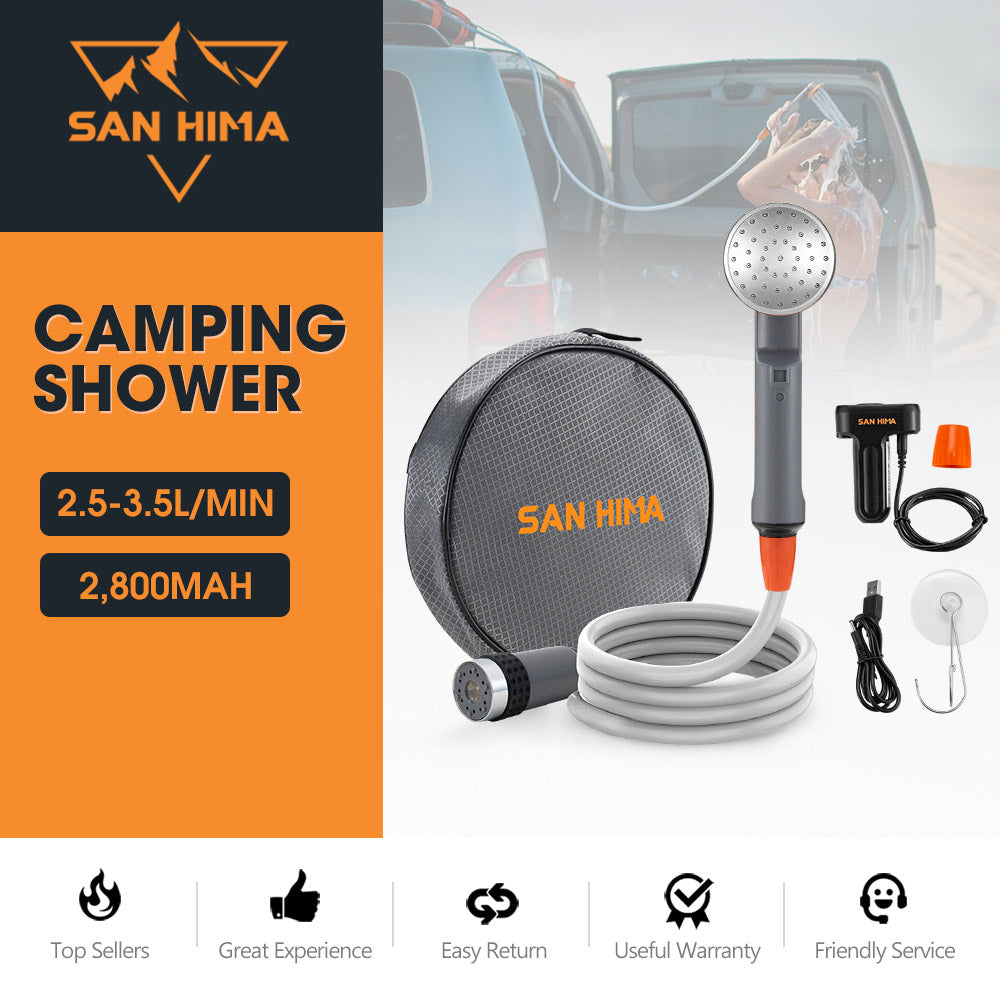 San Hima Portable Camping Shower built-in lithium battery Rechargeable Outdoor - Sunyee