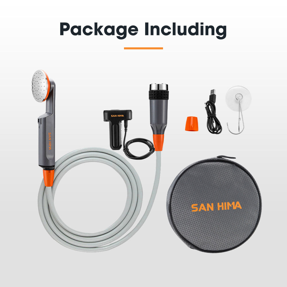 San Hima Portable Camping Shower built-in lithium battery Rechargeable Outdoor - Sunyee