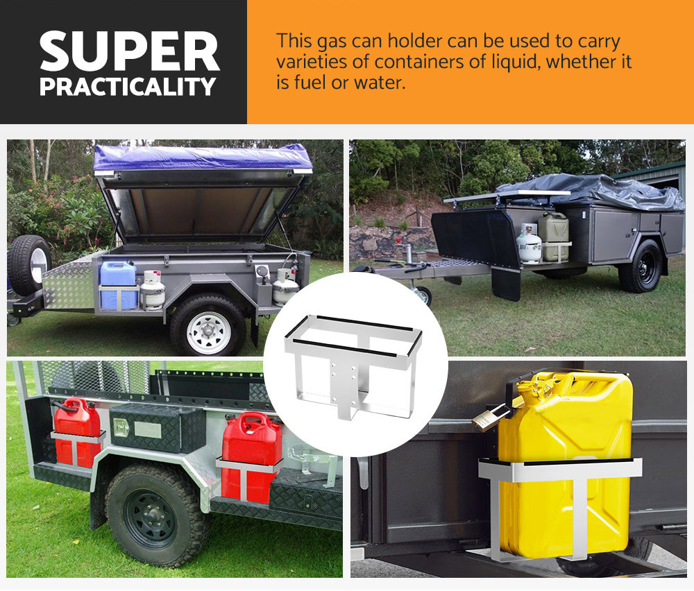 20L Jerry Can Holder Galvanized Steel 4x4 Camper Trailer Caravan Offroad - Sunyee