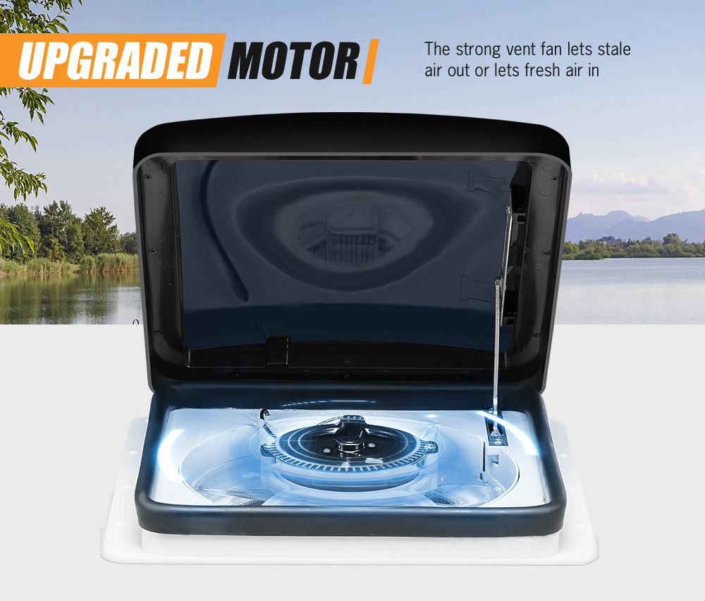 San Hima Caravan RV Roof Vent w/ Built-in LED 280x280mm Smoke Blue - Sunyee