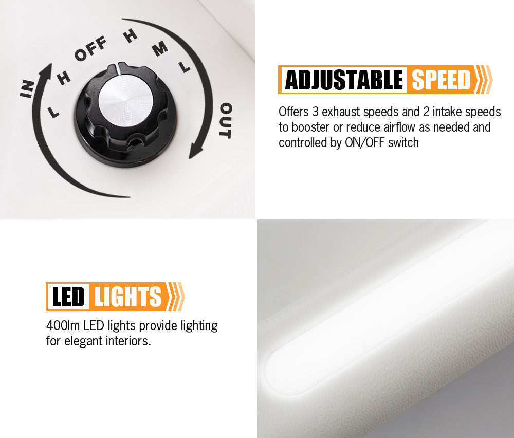 San Hima Caravan RV Roof Vent w/ Built-in LED 280x280mm Smoke Blue - Sunyee