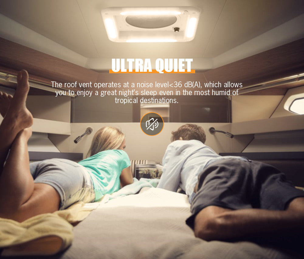 San Hima Caravan RV Roof Vent w/ Built-in LED 280x280mm Smoke Blue - Sunyee