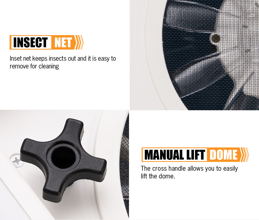 San Hima Caravan RV Roof Vent w/ Built-in LED 280x280mm Smoke Blue - Sunyee